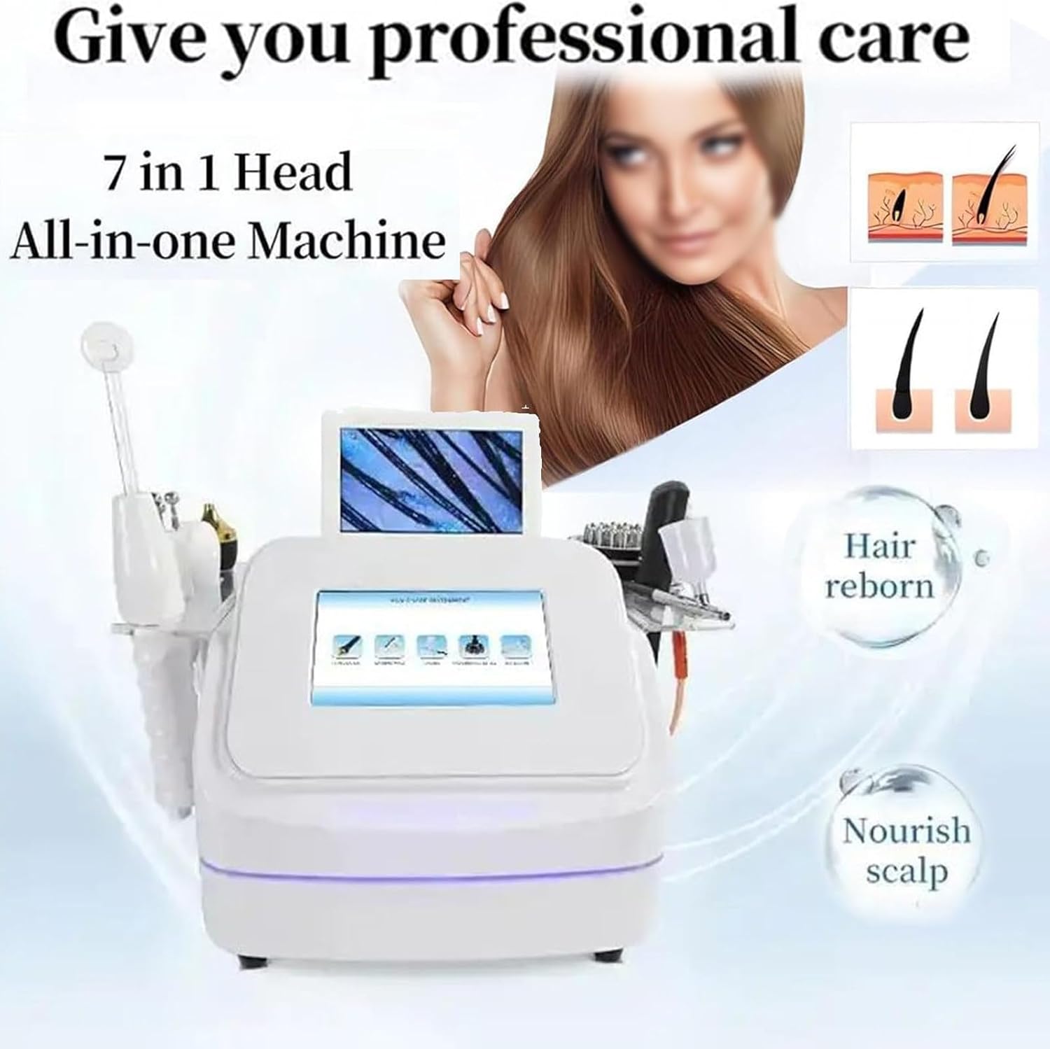Hair Follicle Analyzer & Scalp Detector, Digital Microscope for Skin Analysis, 7 Attachments, Professional Home Spa & Salon Use, Diagnose Hair & Scalp Health