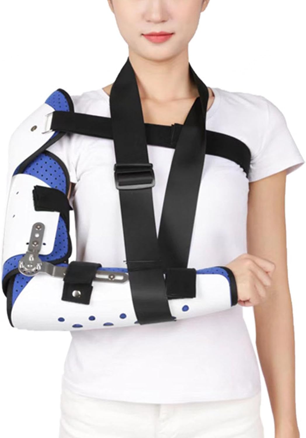 Hinged Elbow Brace Adjustable Elbow Splint,Post OP Arm Immobilizer with Shoulder Sling Stabilizer,Cubital Tunnel Syndrome Physical Therapy and Recovery,for Sleep(Left)