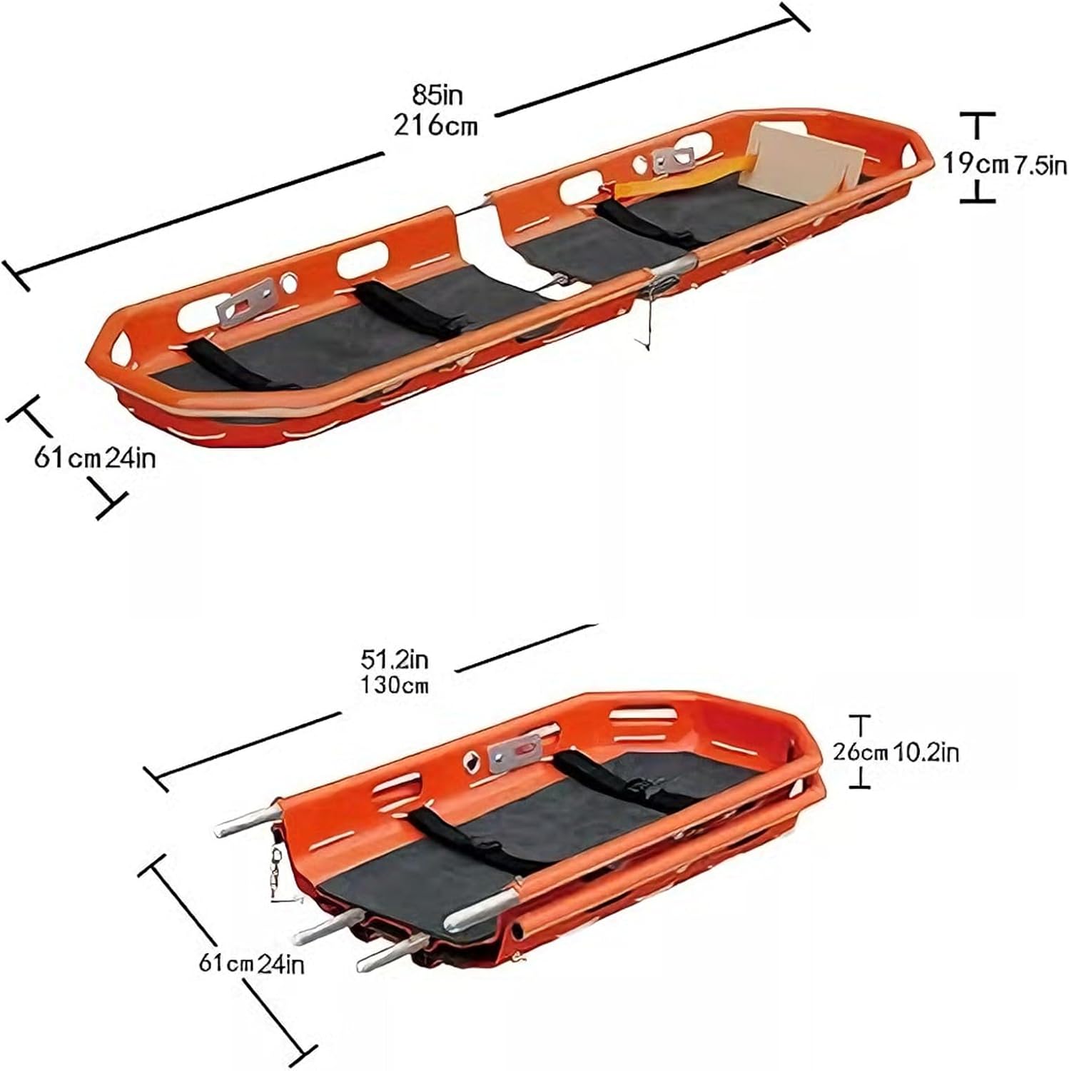 Medical Stretcher, Detachable and Foldable Medical, Medical Transport Equipment, Wear Material Equipped with Adjustable Foot Anchors for Patient Transfers