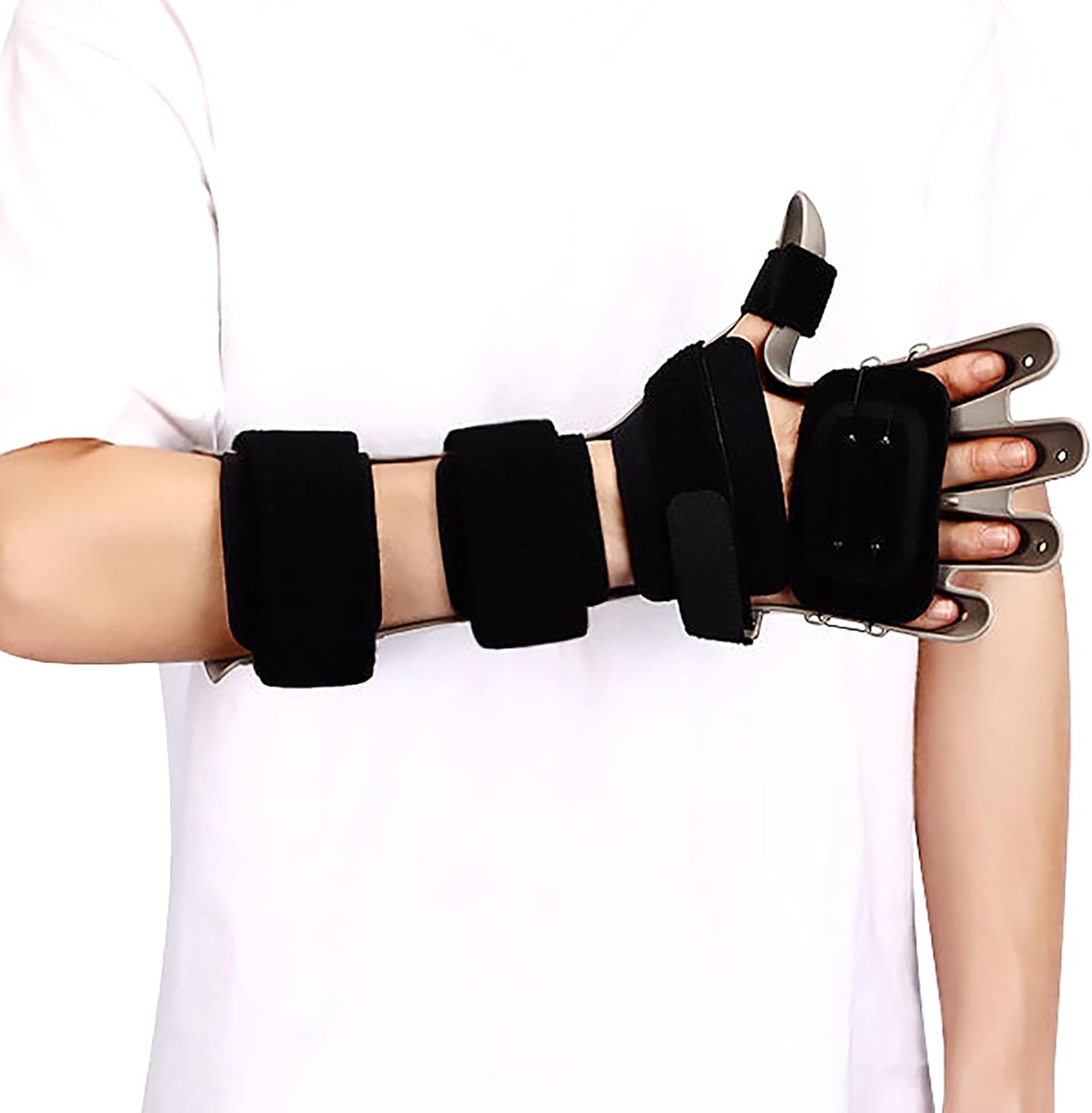 Resting Hand Brace, Stroke Hand Night Support, Night Wrist Immobilizer with BOA Strap Knob and Elastic Anti-snap Liner, Ergonomic Curvature, for Wrist Pain, Muscle Atroph