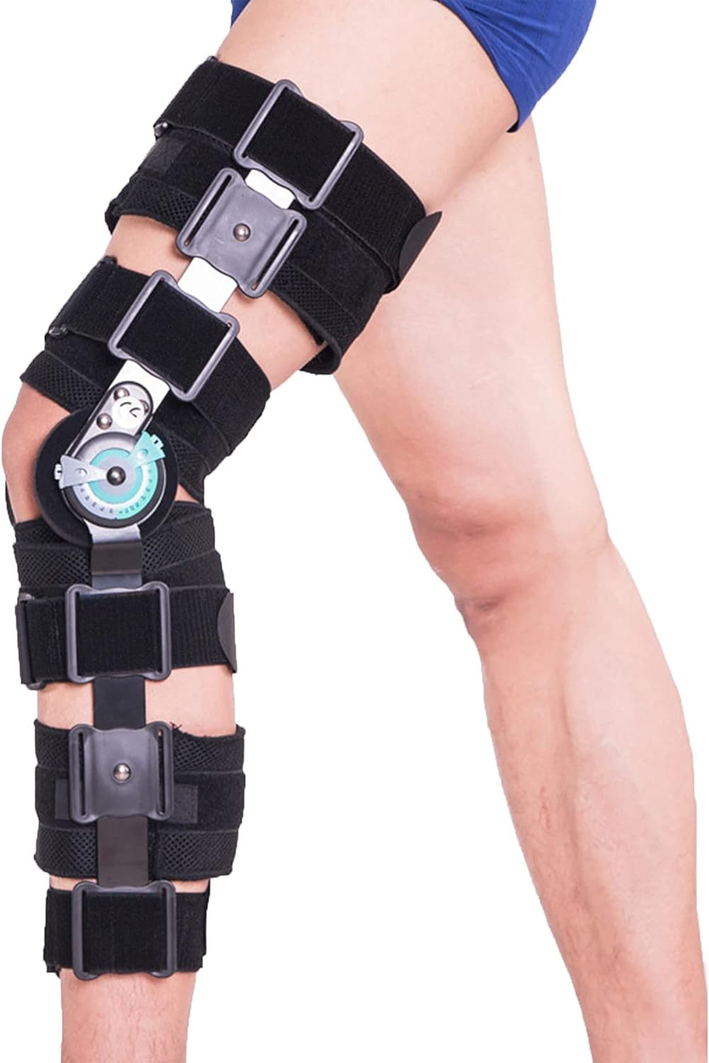 Hinged Post Op Knee Brace Adjustable ROM Leg Stabilizer Recovery After Surgery Medical Orthopedic Guard ​Protector Patella Injury Immobilizer Brace for Left Leg and Right Leg