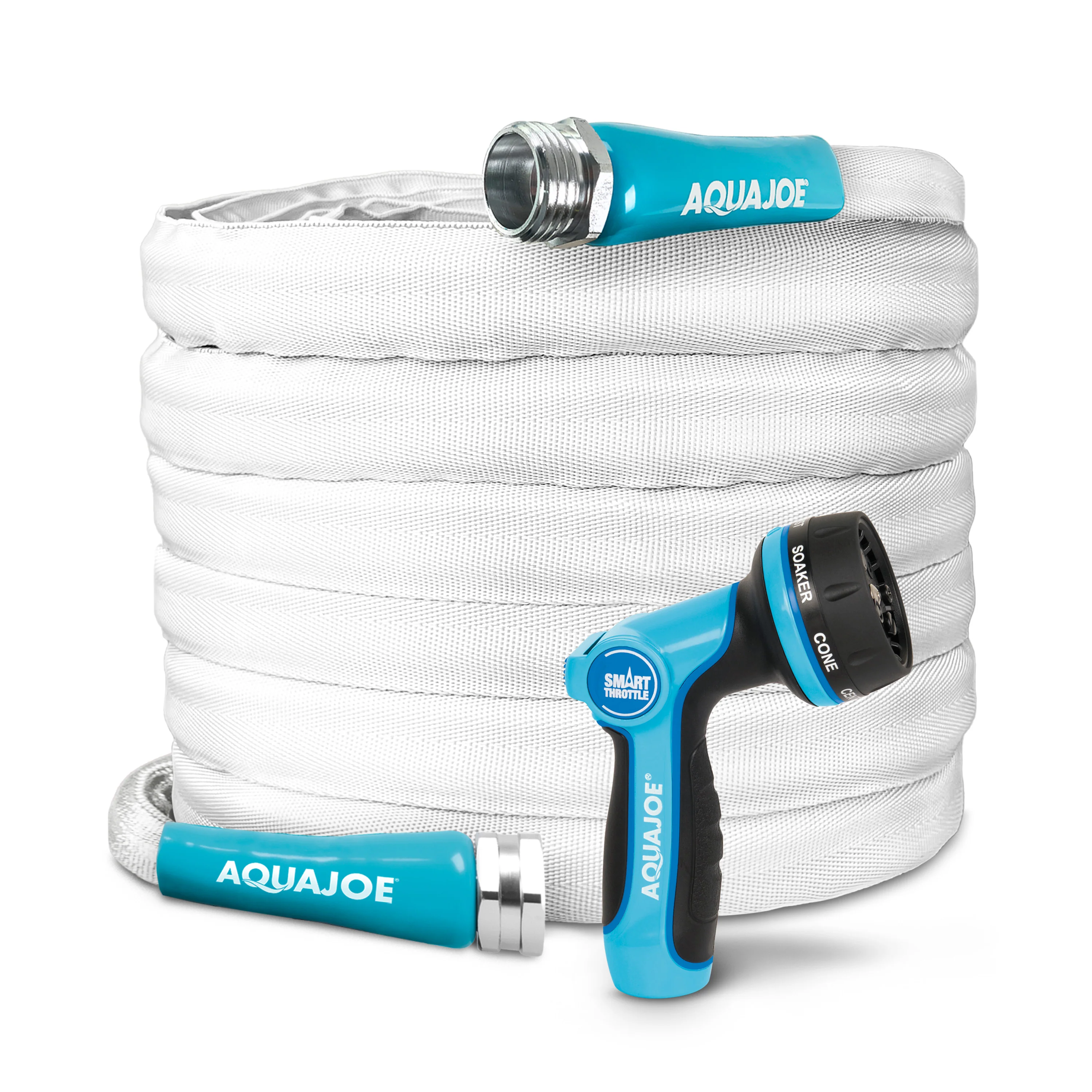 Aqua Joe Marine-Grade All-Purpose RV Hose + Multi-Function Hose Nozzle | 50-Foot | 7 Spray Patterns