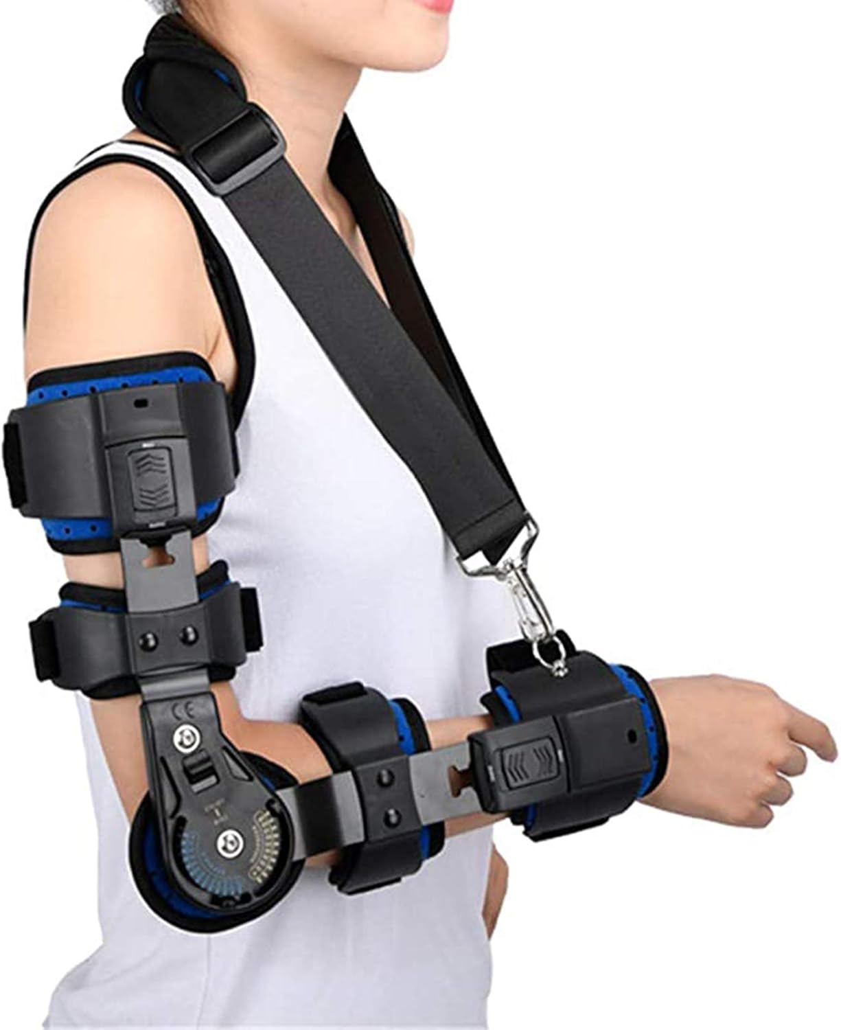 Hinged Elbow Brace Fixator Orthosis Arm Supports Cuff Rehabilitation After Surgery Training Post Op Injury Recovery, Unisex(Right)