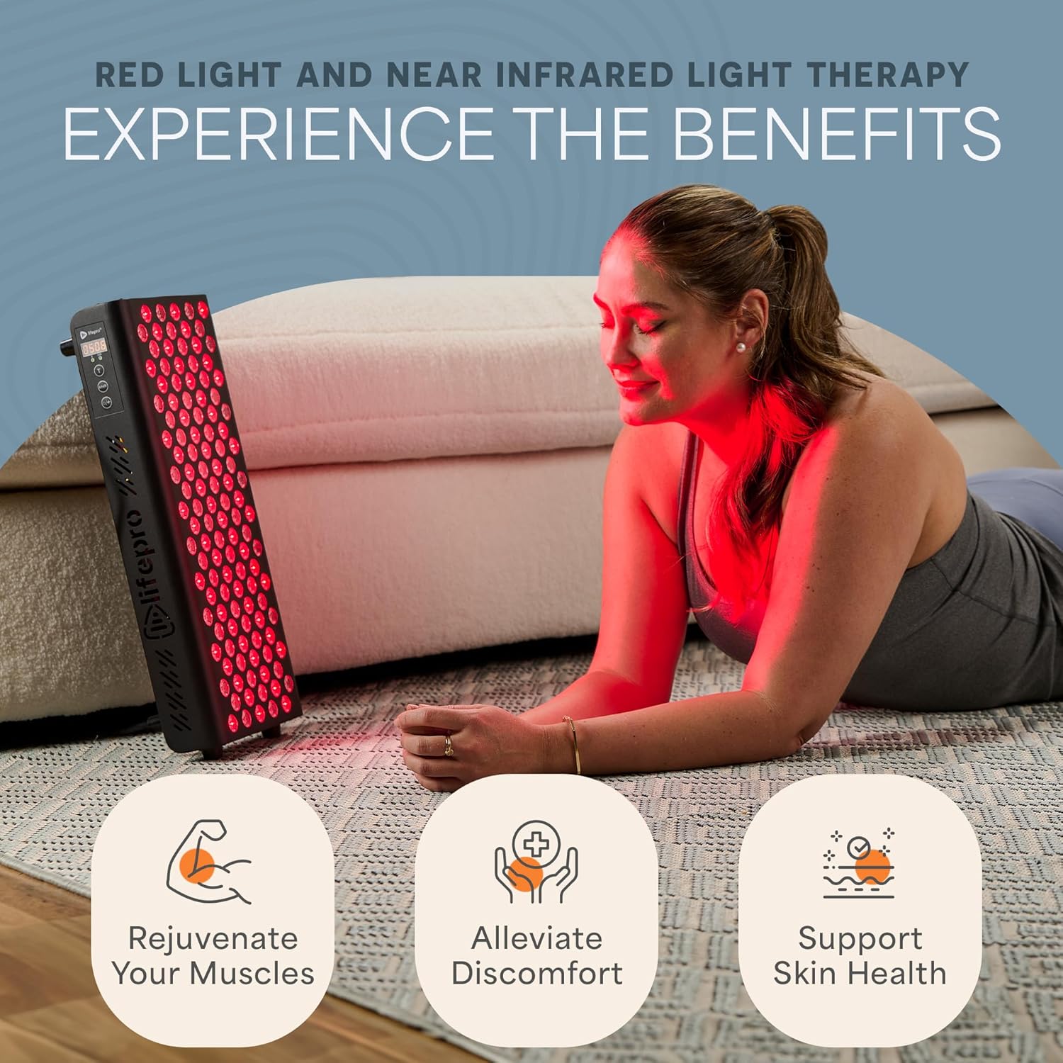 LifePro Red Light Therapy for Body Panel - 90 & 120 Dual Chip LEDs - 660nm & 850nm Near Infrared Full Body Red light Therapy Panel - For Daily Wellness & Comfort -Includes Hanging Kit and Eyewear