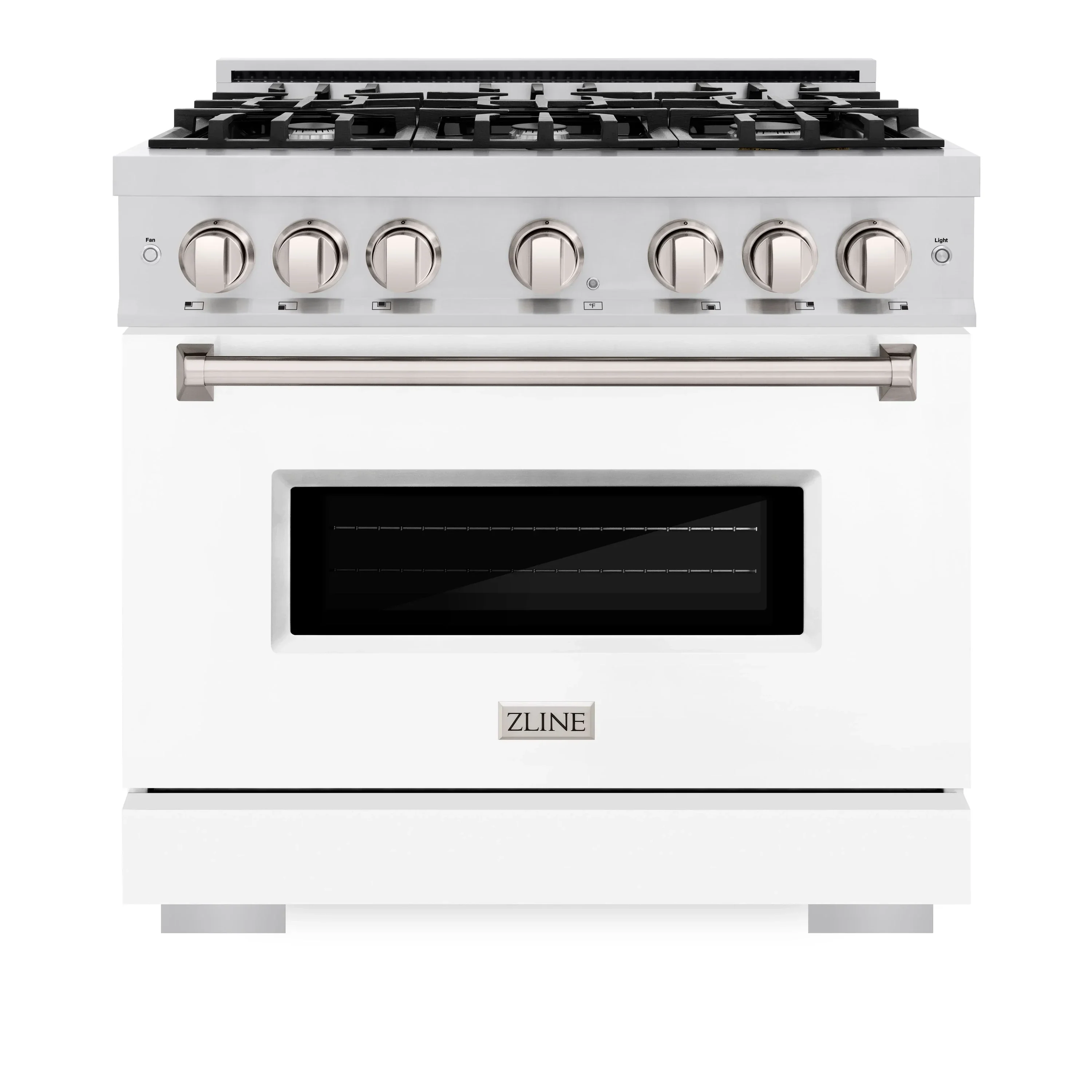 ZLINE 36-Inch Classic Series Gas Range with 6 Gas Burner Cooktop and 5.2 Cu. Ft. Gas Convection Oven in Stainless Steel with White Matte Door (CGR-WM-36)