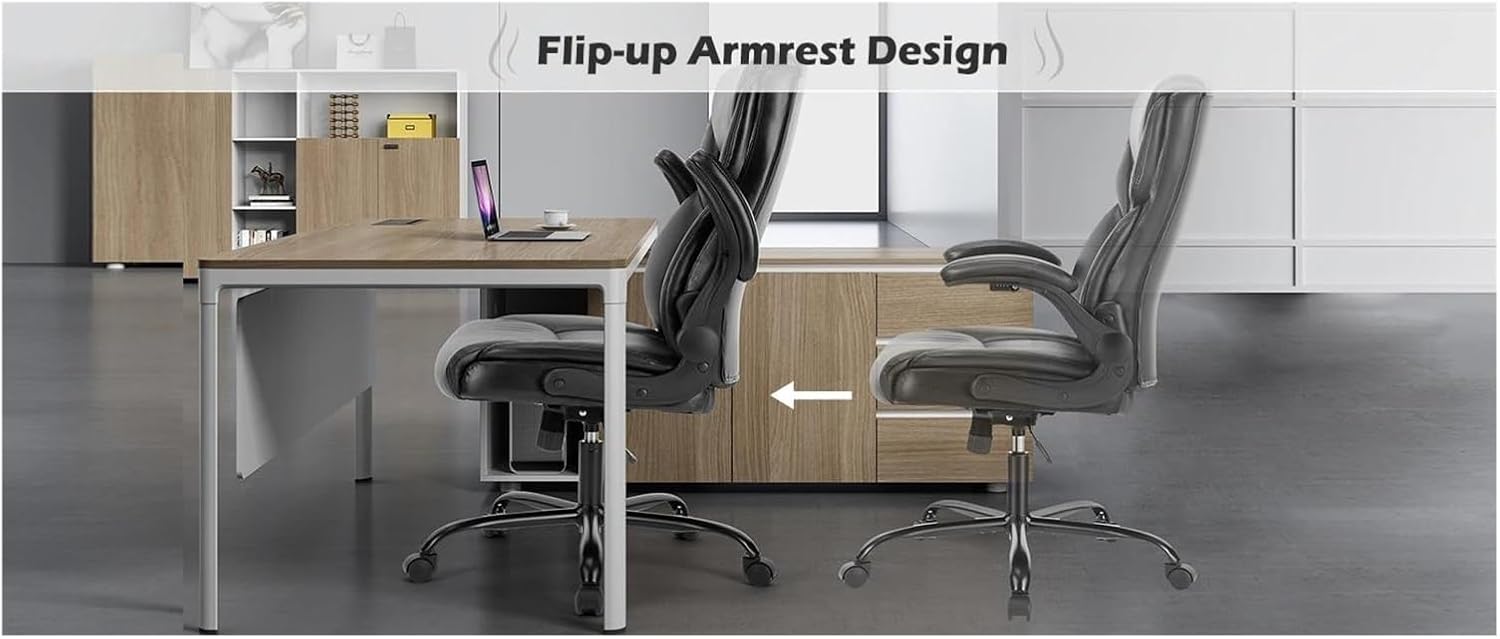 Managerial Chairs, Office Chair – Ergonomic Adjustable Computer Desk Chairs with High Back Flip-Up Armrests Swivel Task Chair with Lumbar Support,Black