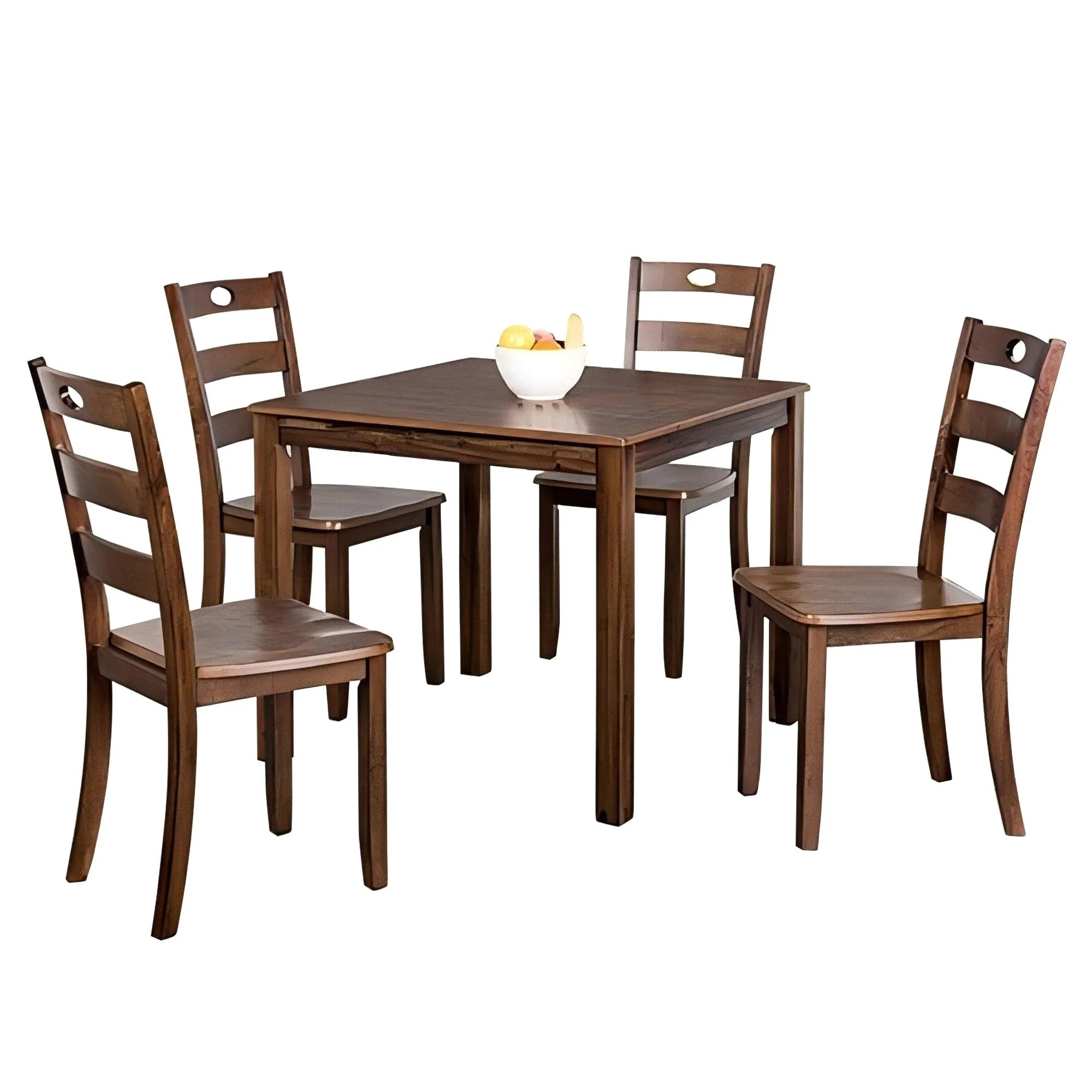 Parrot Uncle 30-Inch Solid Rubberwood 5-Piece Dining Table Set with Slat Back Chairs