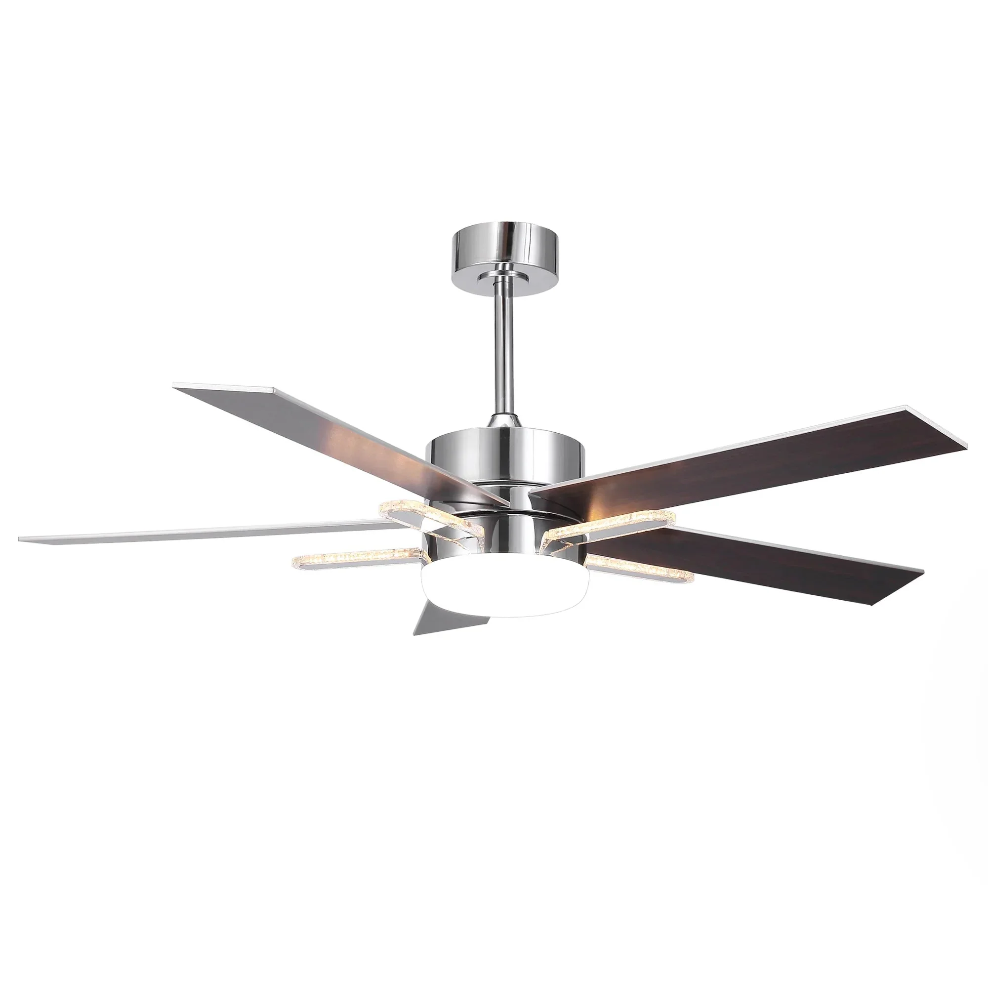 Parrot Uncle 52-Inch Double-sided Blades Modern Downrod Mount Ceiling Fan with Main/Side LED Light (F6013)