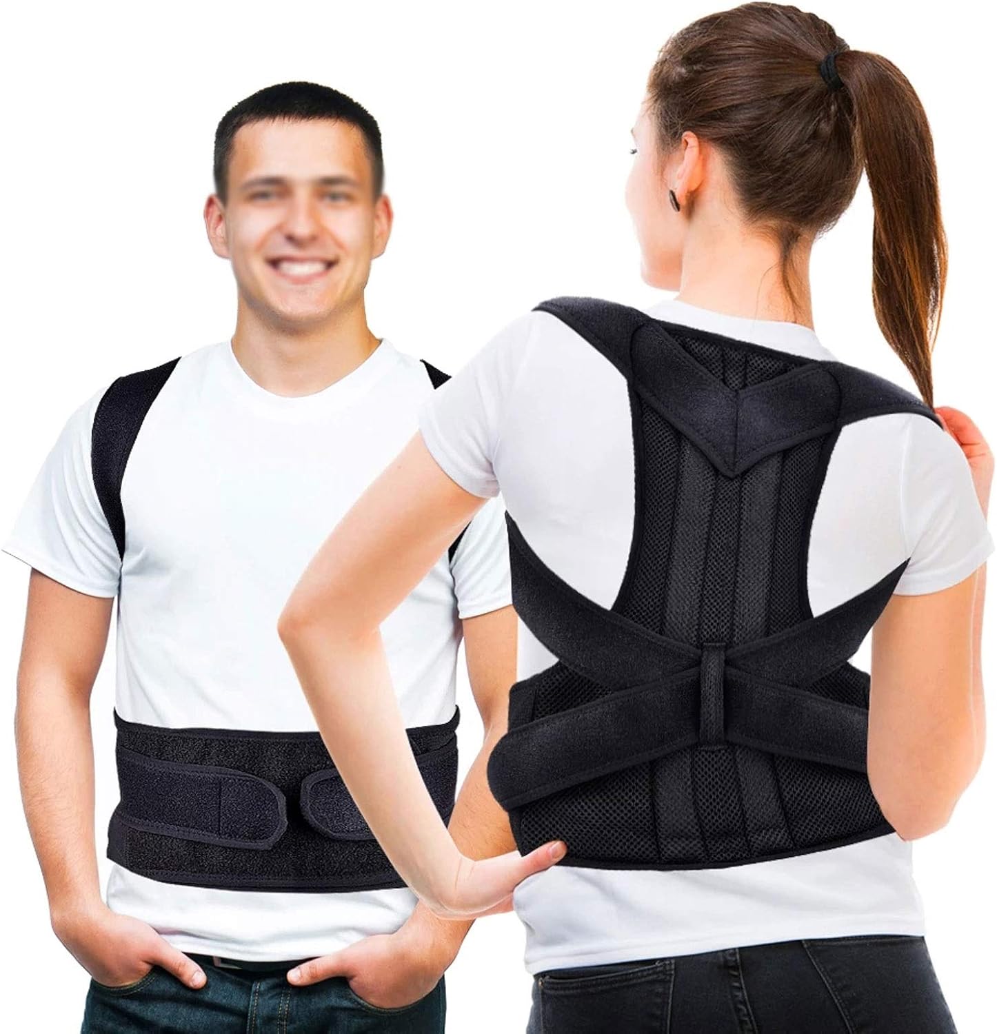 Posture Corrector for Women Men Kids Back Brace Double-Layer Breathable-Adjustable Waist Support Lumbar Belt Back Straightener for Upper Back Pain Reliefxx,