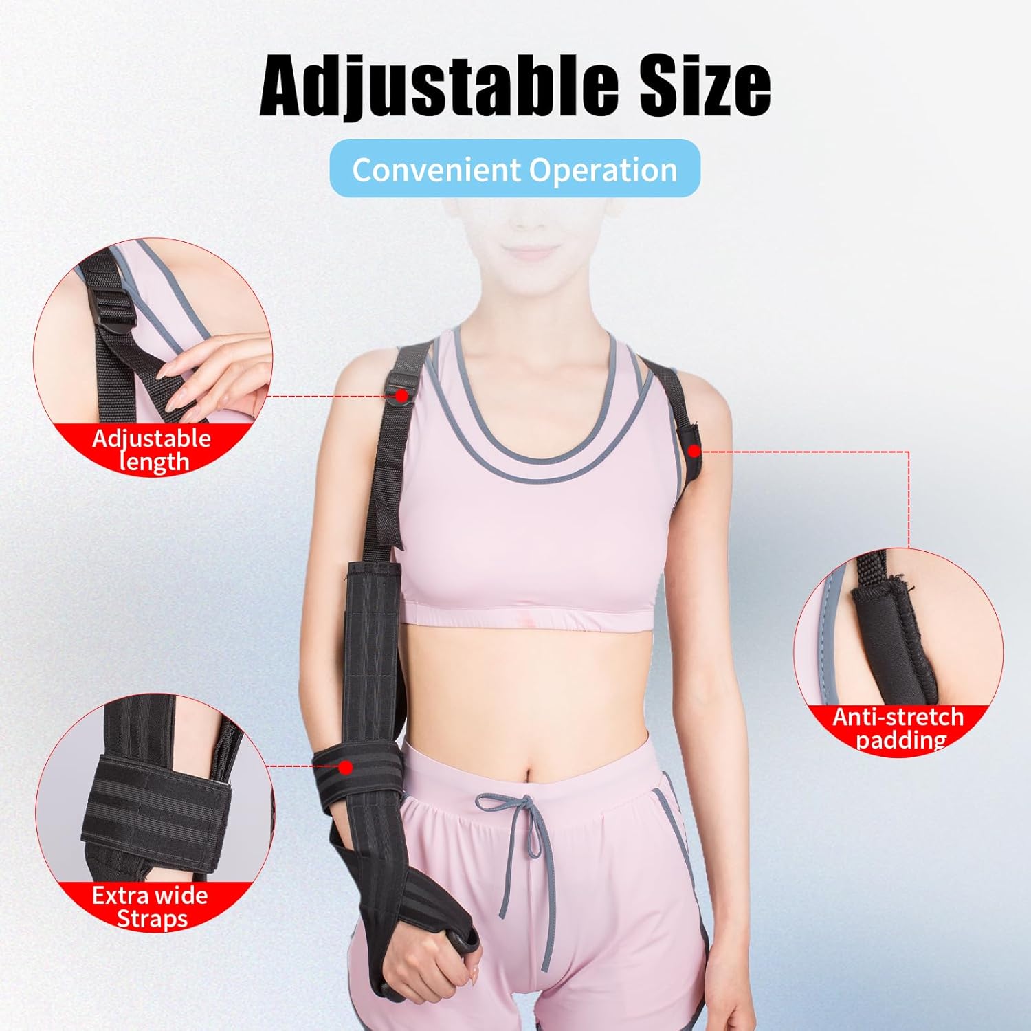 Shoulder Arm Sling for Men Women - Shoulder Stability Support for Anti Dislocation, Stroke, ALS, Brain Injury, Brachial Plexus Injury, Post-polio, Transverse Myelitis, Central Cord Syndrome Fits Left & Right Black