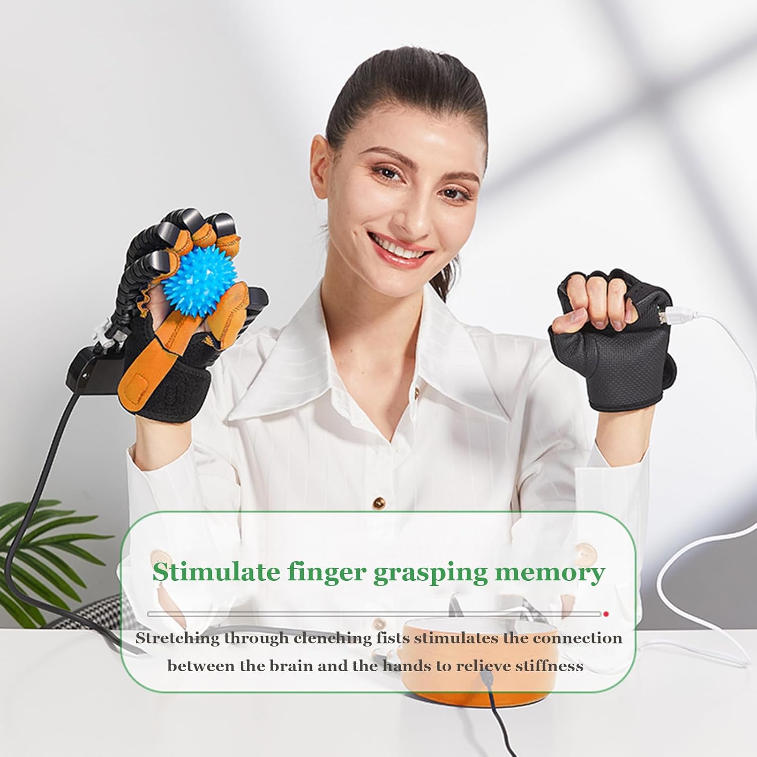 Rehabilitation Robot Gloves, Finger Training Rehabilitation Orthotics, with Single Finger Training and Mirror Mode, Long-Term Relief of Finger Stiffness,spasms