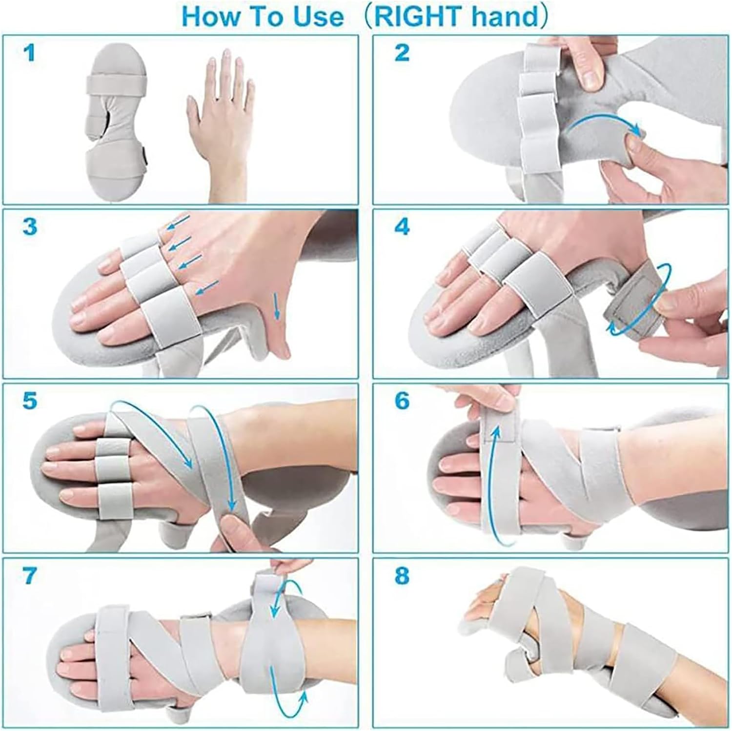 Night Wrist Thumb Immobilizer, Resting Hand Splint, Wrist Support Orthotics with Softly Padded, 5 Fingers Separated Fixation and Large Bending Amplitude, for,Right