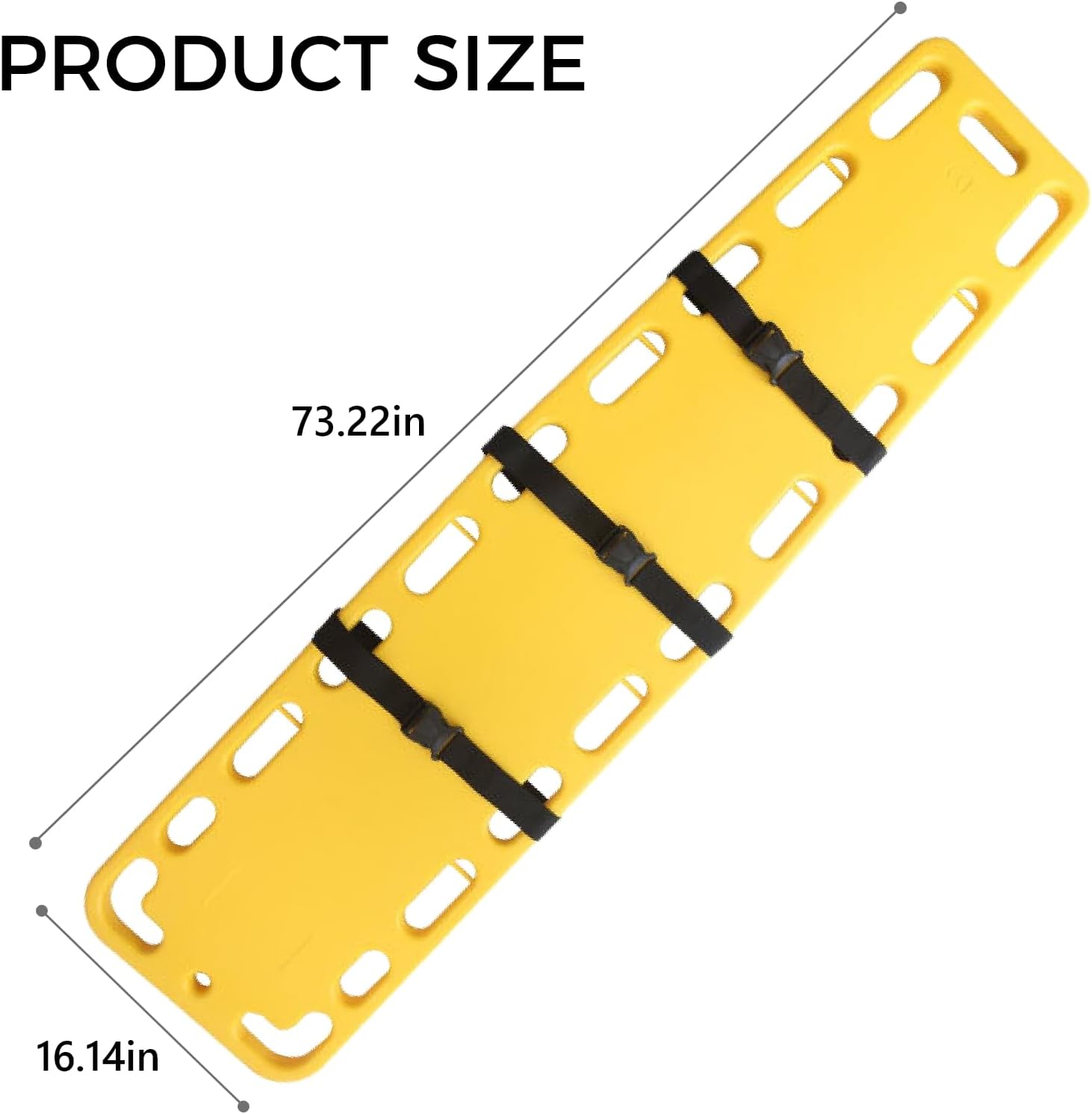 Lightweight Portable Spine Board Stretcher for EMT - Durable PE Backboard with 3 Straps for Patient Immobilization & Safe Transport in Ambulance (Orange) (Yellow)