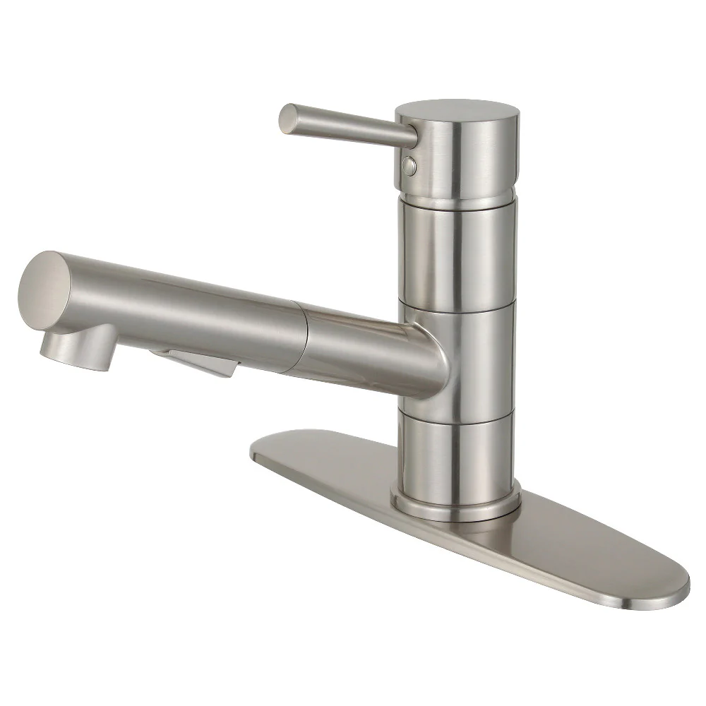 Kingston Brass Gourmetier Concord Single-Handle Pull-Out Kitchen Faucet, Brushed Nickel (LS8408DL)