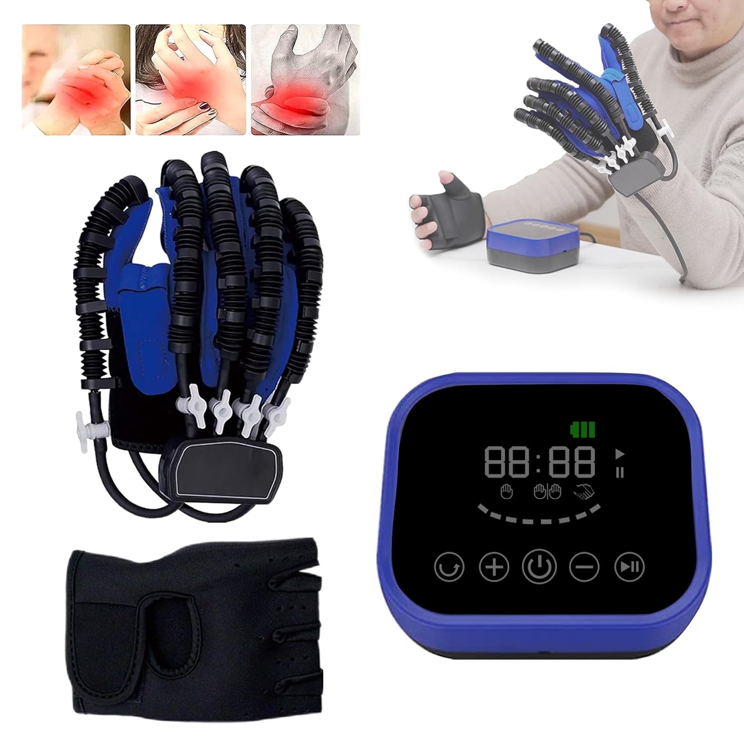 Arthritis Stroke Hemiplegia Patient Finger and Hand Function Rehabilitation Training,Robots Rehab Gloves Recovery Exercise Medical Equipment (Left hand-L)