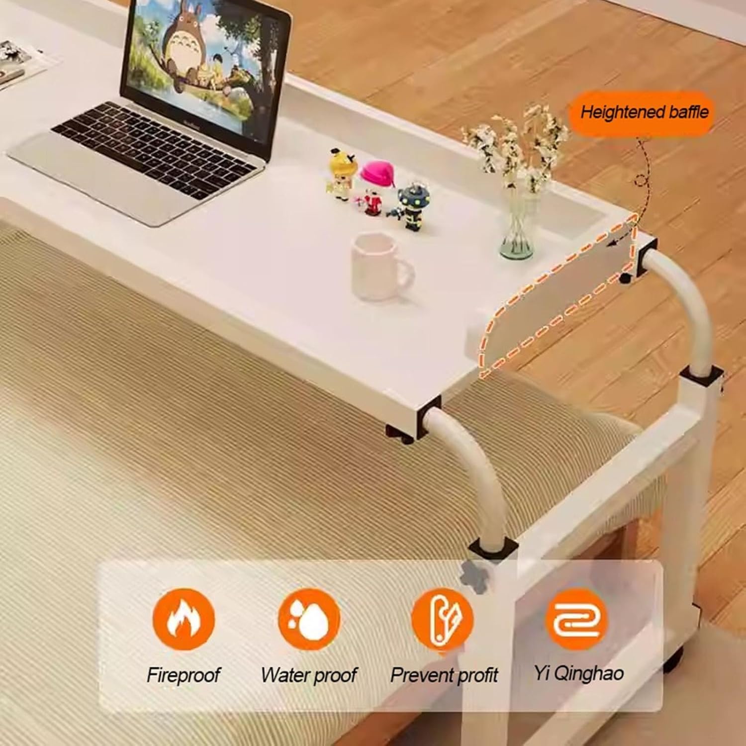 Overbed Overbed Table with Wheels,Mobile Desk with Adjustable Height Food Tray Desk Rolling Medical Table Computer Desk Over-Bed Tables with Wheels Mobile Multi Functional Table Standing Wor