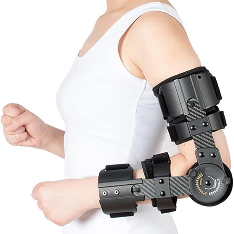 KEULEN Hinged Elbow Brace, Elbow Immobilizer, 0-120°Ajustable Angle, 35.5-43.5 Cm Length, Comfortable Breathable, for Arthritis Pain Relief, Arm Injury Recovery Support Elbow Sprain Dislocation