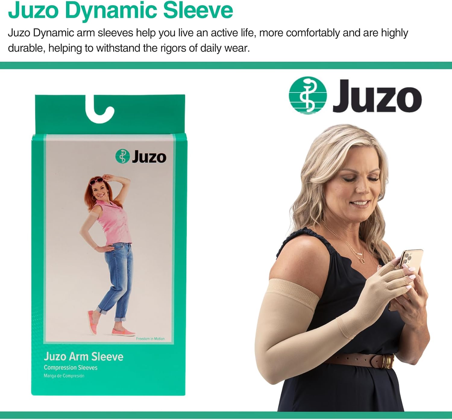 Juzo Dynamic Compression Arm Sleeve 20-30 mmHg, Silicone Dot Band | Compression Arm Sleeves for Men/ Women for Moderate Lymphedema and Lipo-Lymphedema Treatment