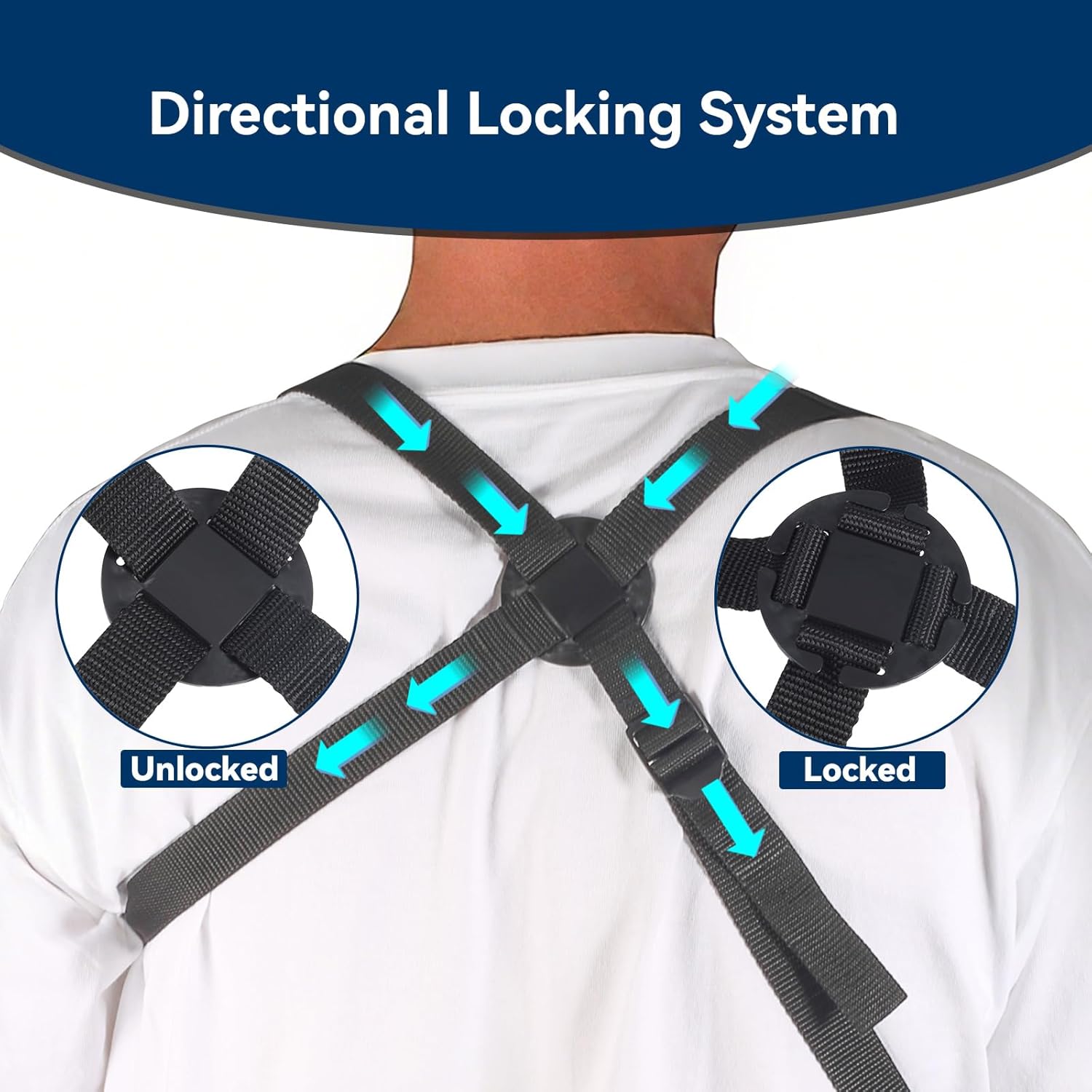 5702957 Arm Sling, Adjustable shoulder Strap with 4-Lab Lock, Breathable fabric for All-Day Comfortable, Black (Large: Height 5'10