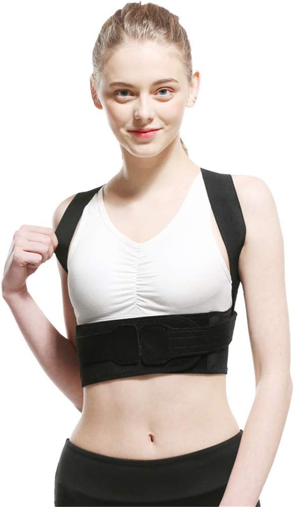 Posture Corrector for Men, Women and Kids, Adjustable Posture Brace Correction Spinal Support Providing Pain Relief for Neck, Shoulders,Black,M