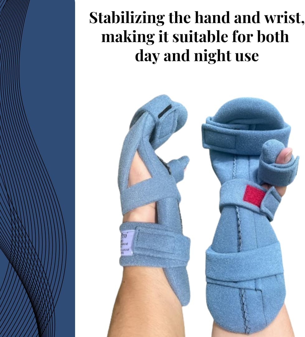 Functional Resting (WHFO) - Resting Hand Splint, Stroke Recovery, Adjustable Support Wrist and Hand Brace - Bend-to-Fit - Right Large…
