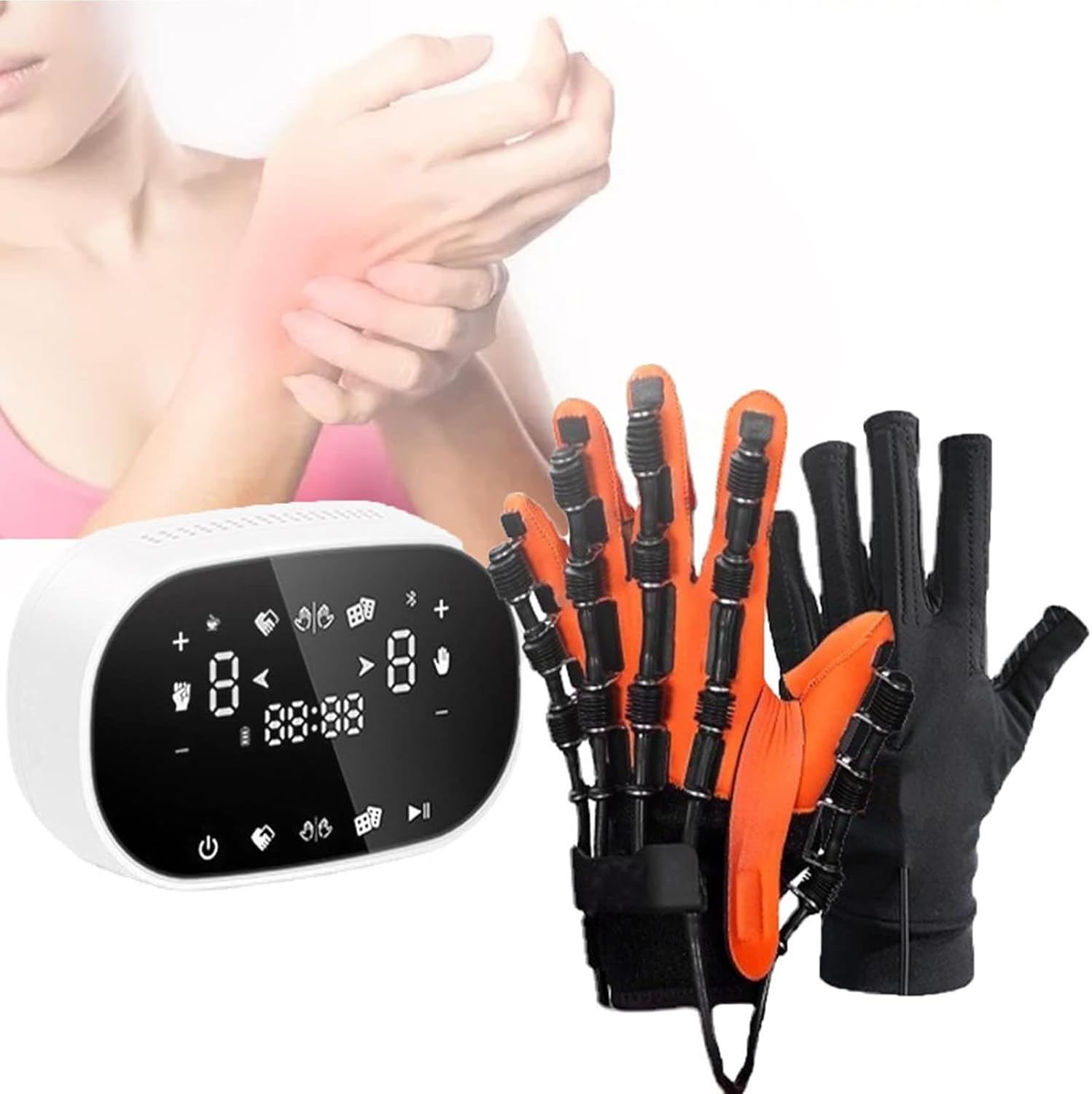 GaRcan Rehabilitation Robot Gloves,for Hand Rehabilitation And Stroke Hemiplegia Patient,Smart Glove Air Pressure Finger Straightening Brace Guard Protector,Easy To Carry (Right S)