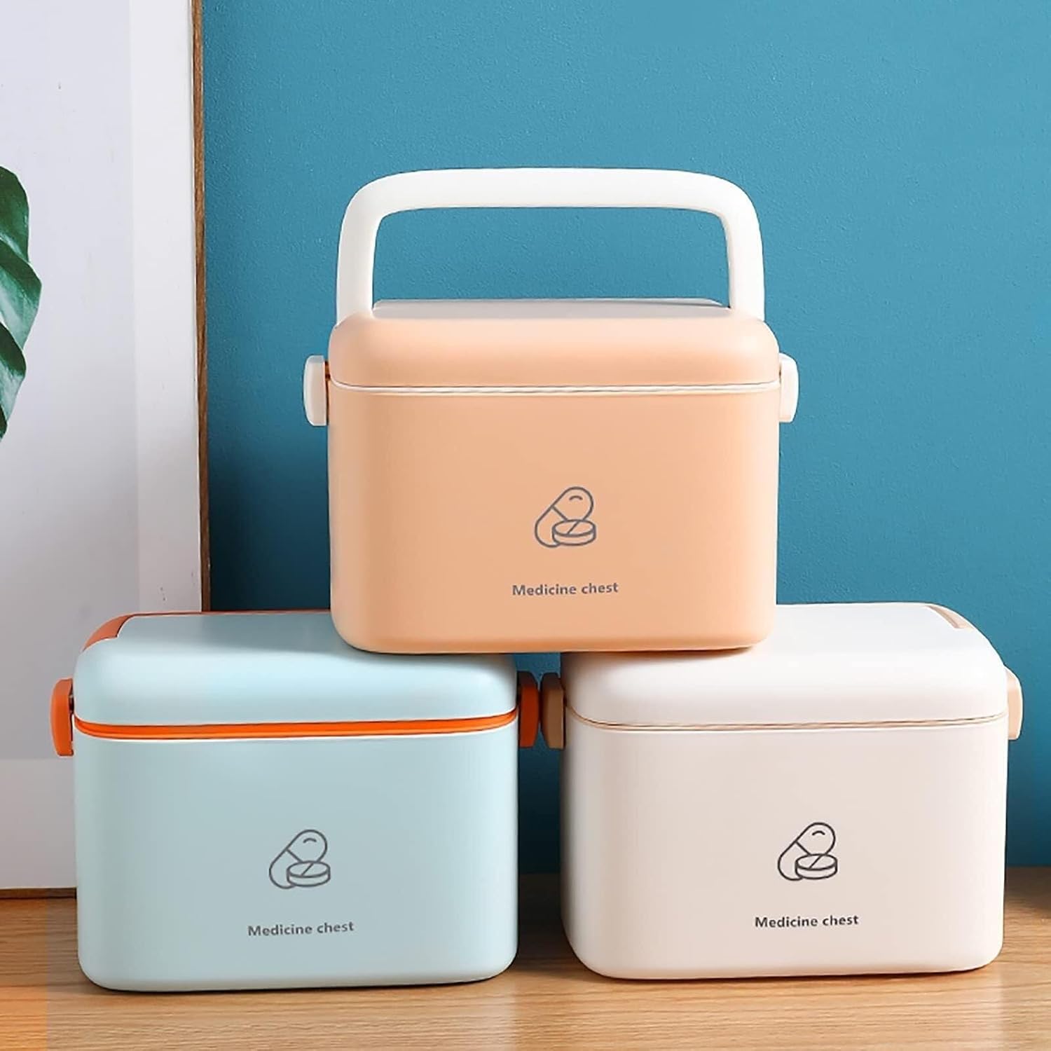 Portable First Aid Medical Box with 2-Layer Storage and Removable Tray, Compact Medicine Organizer for Home, Travel, Office & Outdoor Use