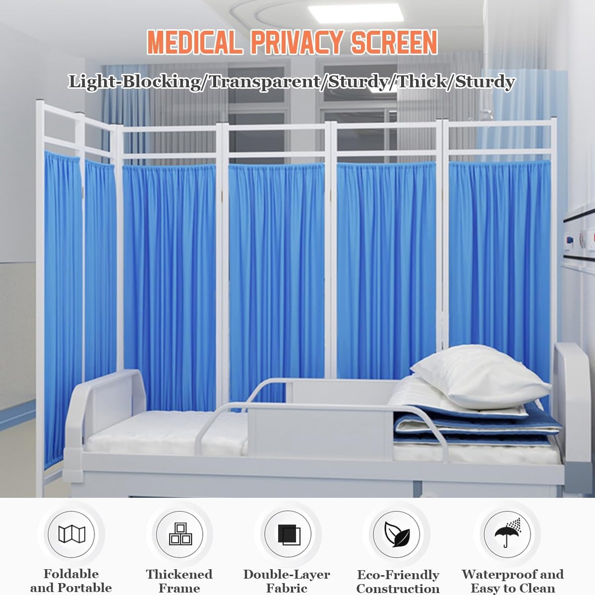 Medical Privacy Screen on Wheels Foldable Medical Room Divider Sturdy Lightweight Privacy Screen for Clinic Hospital Dressing Room Beauty Salon(Brown,3 Panel)