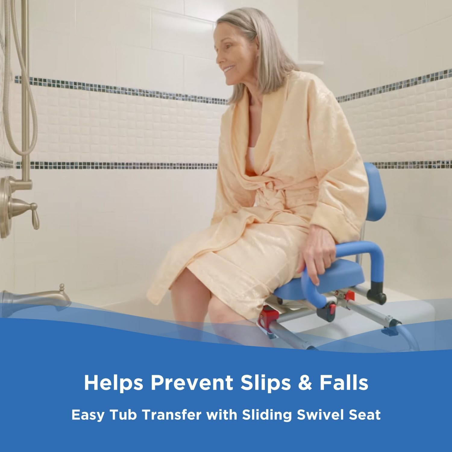 Journey SoftSecure Rotating Transfer Tub Bench - Shower Chair for Inside Bathtub - Padded Bathtub Seat with Arms - Shower Stool & Tub Transfer Bench - Bath Chairs for Adults or Seniors