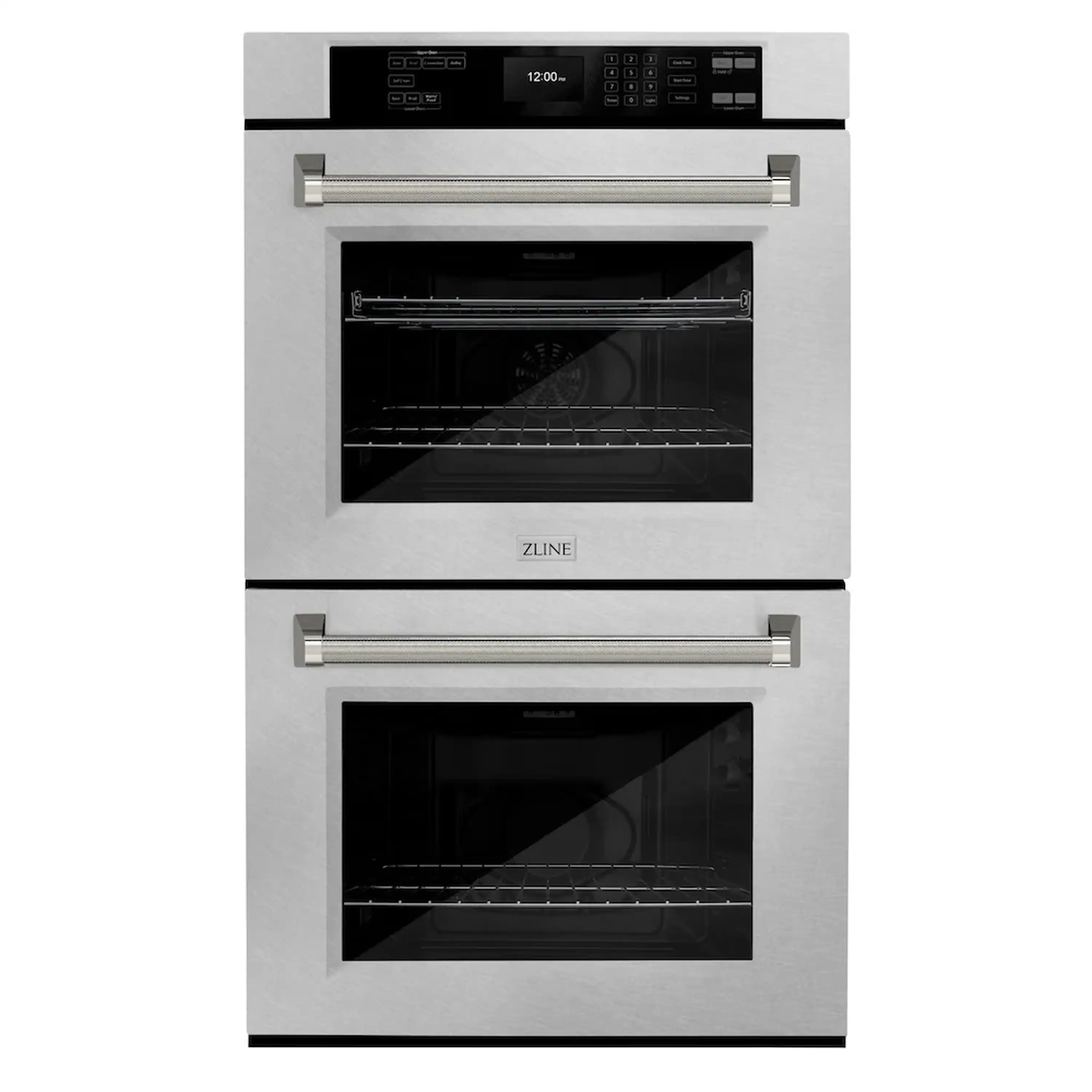 ZLINE Autograph 30-Inch True Convection Double Wall Oven in Satin Steel with Nickel Helix Handles (WADSZ-30-KPN)
