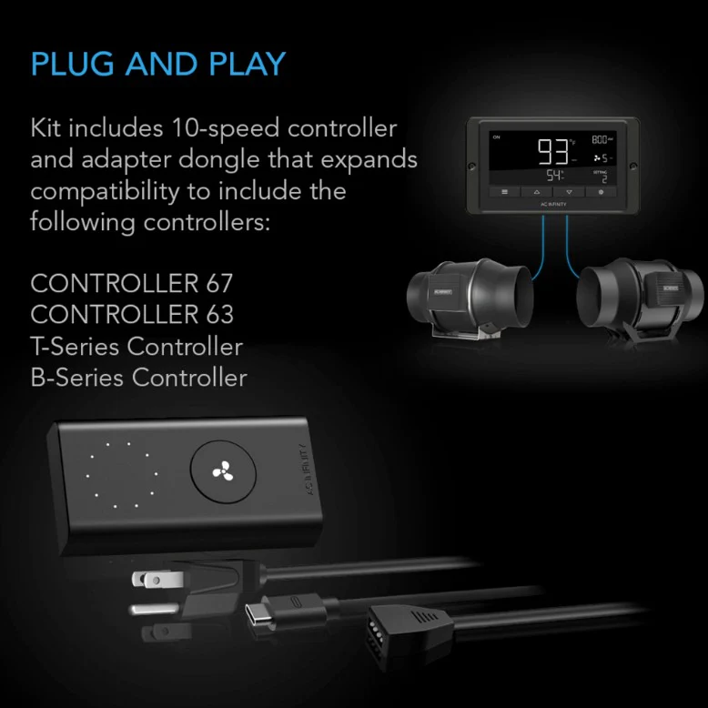 AC Infinity CLOUDLINE Lite A8 8-In. Inline Duct Fan w/ Speed Controller