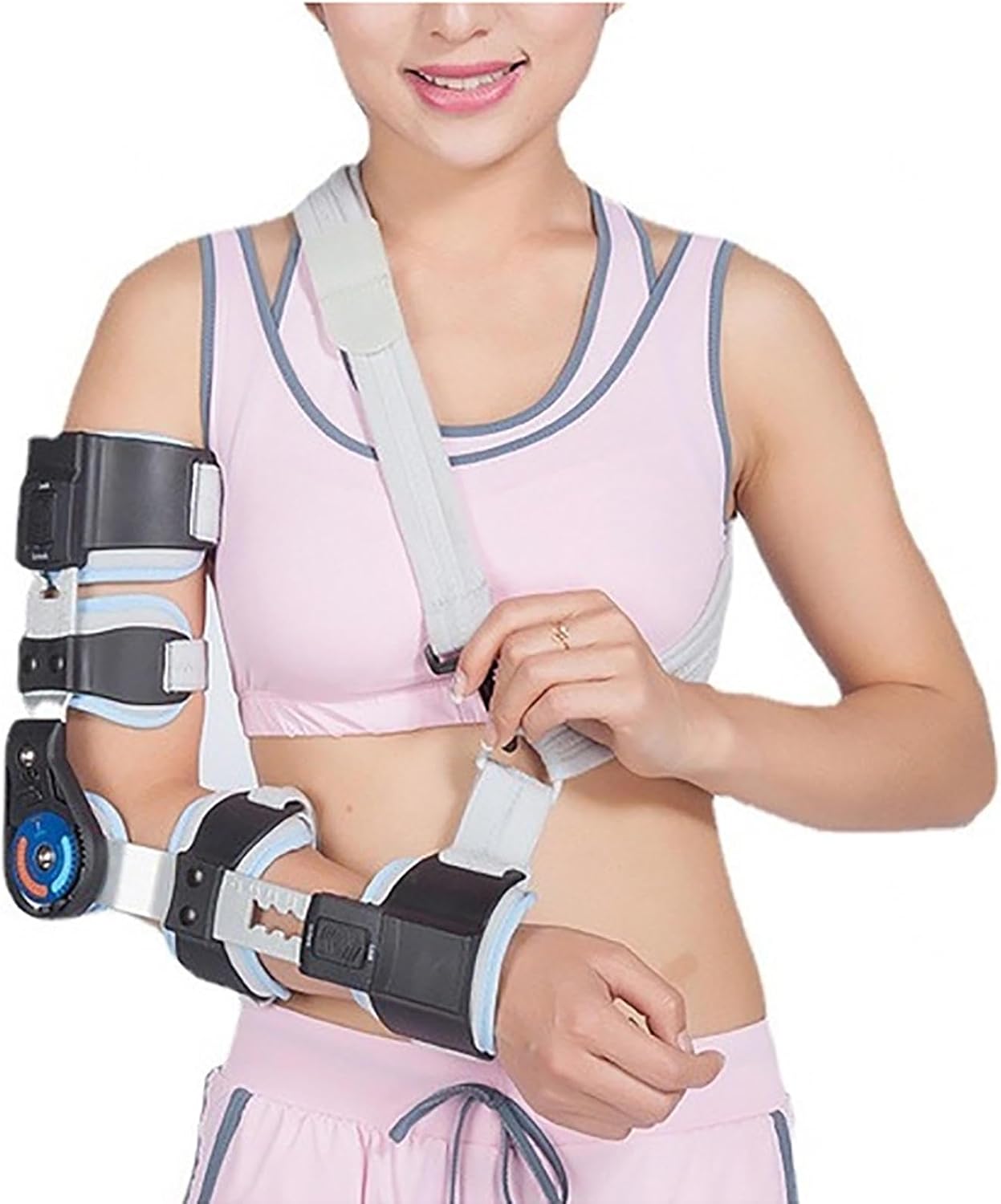 Hinged Elbow Brace for Cubital Tunnel Syndrome,Adjustable Telescoping ROM Post Op Arm Splint, Night Elbow Sleep Support,for Ulnar Nerve, Tennis Elbow,Tendonitis,Fits
