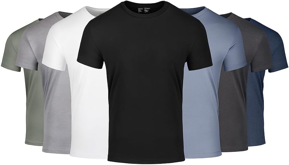 Fresh Clean Threads Men's Crew Neck T-Shirts – Short Sleeve, Fitted Style, Soft Cotton-Poly Blend, Tag-Free Comfort