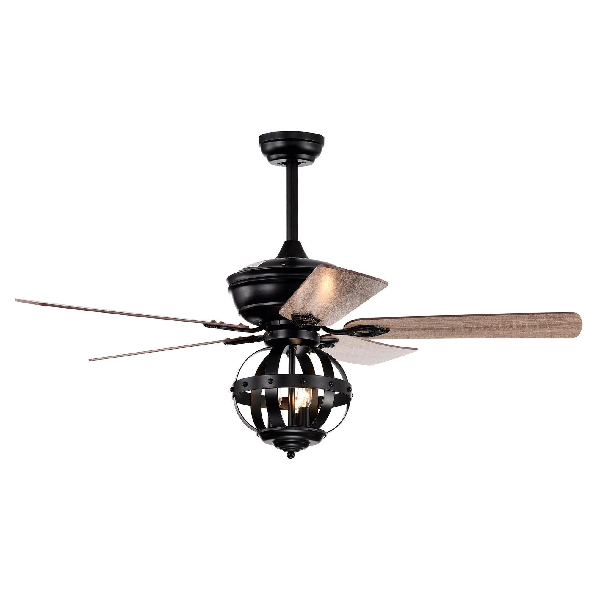 Parrot Uncle 52-Inch Wilburton Industrial Downrod Mount Reversible Ceiling Fan with Lighting and Remote Control (F6238110V)