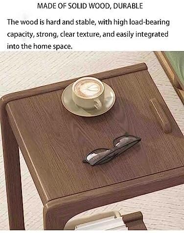 Overbed Table with Wheels, Solid Wood Side Table, Removable C-Shaped Bedside Table Side Cabinet for Hospital & Home Medical Use(L 60 CM)