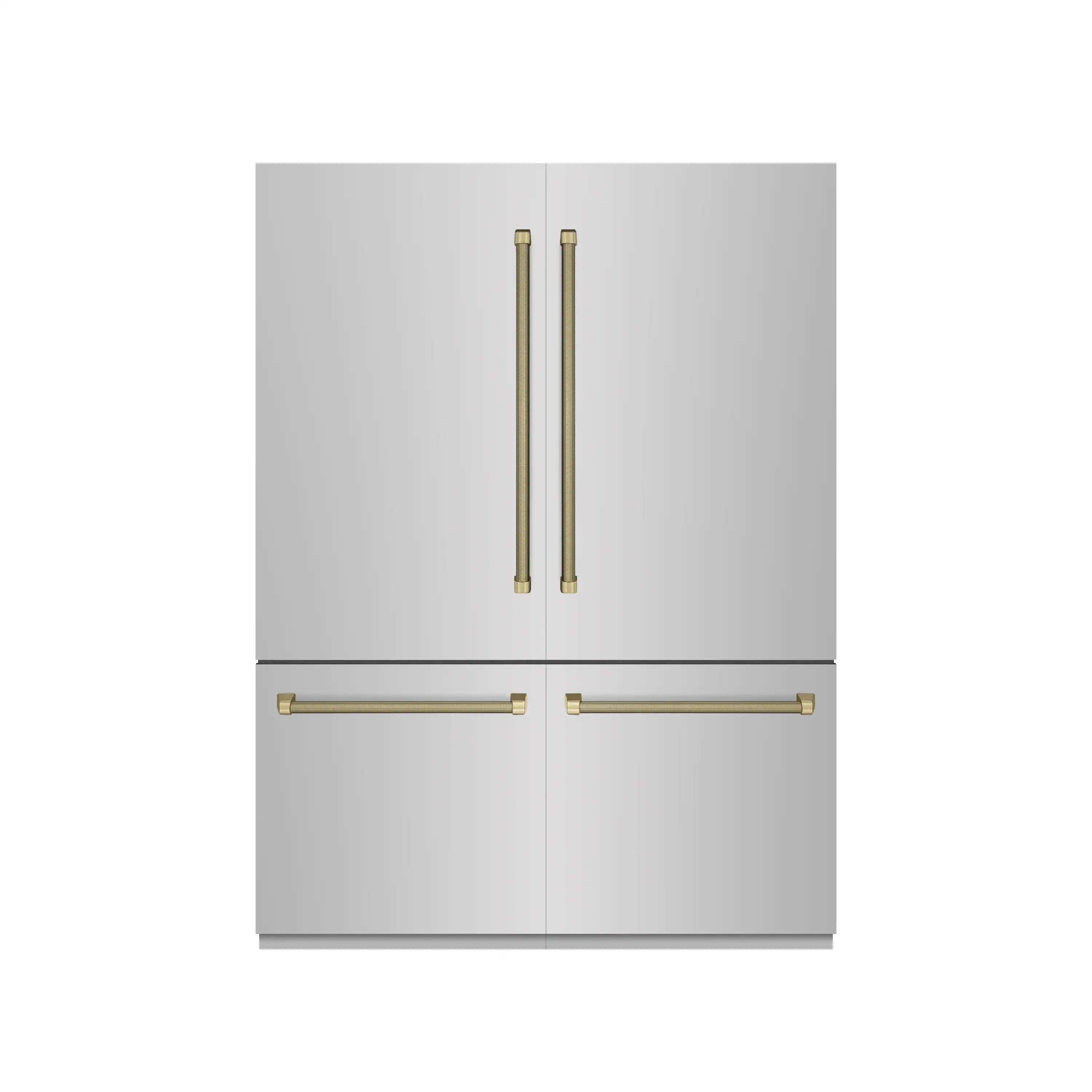 ZLINE Autograph 60-Inch Built-In Refrigerator w/ Gray Interior and Champagne Bronze Helix Handles (GRBIVZ-30460KCB)