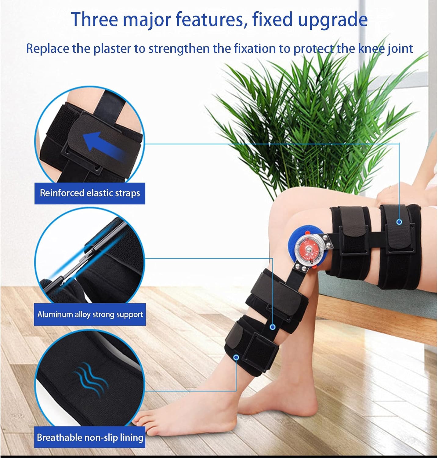 Hinged Knee Brace ROM Adjustable Post Op Knee Support for OSTE Arthritis Joint Injuries Orthopedic Rehab Post Op Recovery Immobilization Splint Medical Orthopedic ​Guard Protector,Small