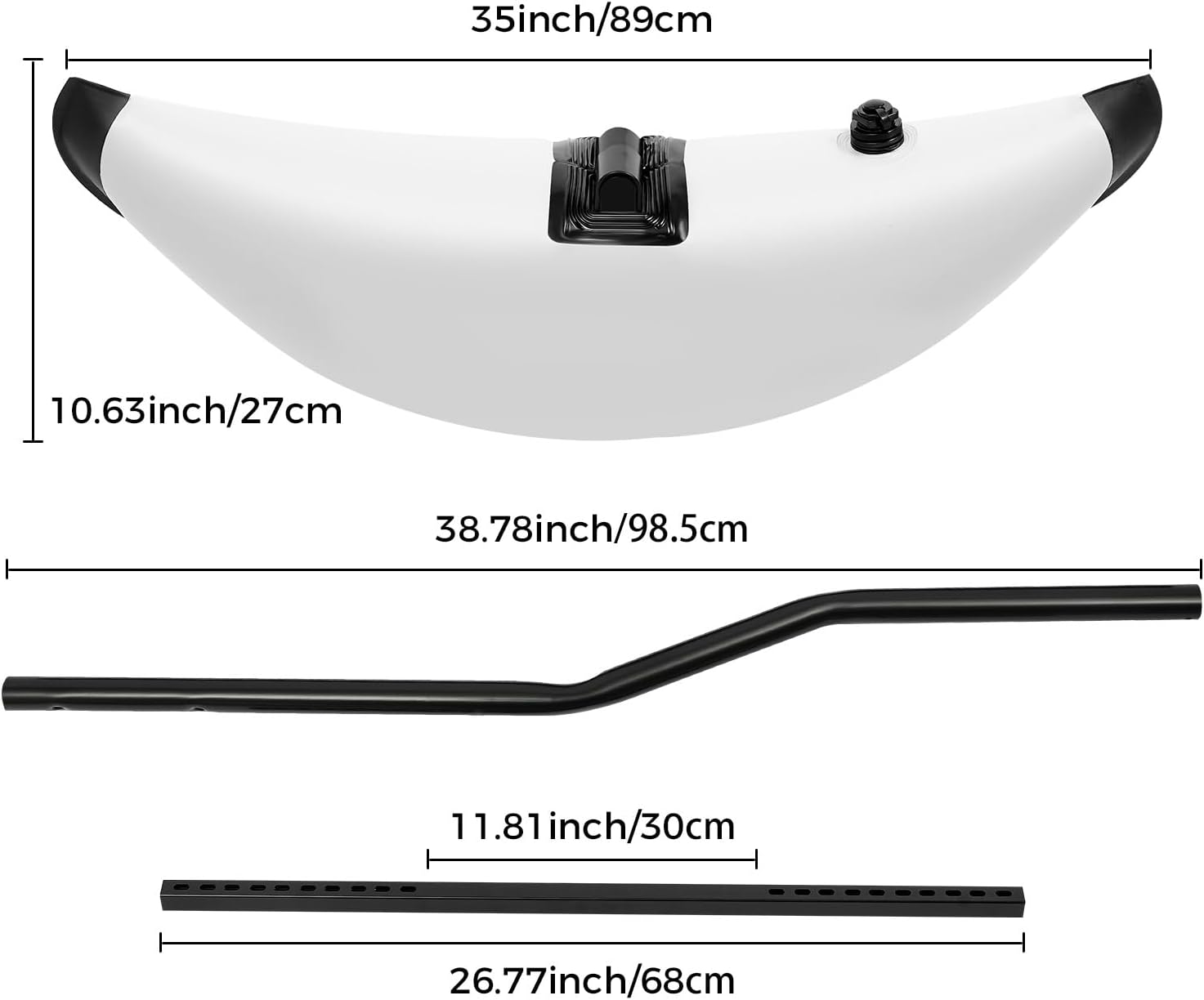 2-Pack PVC Inflatable Kayak Outrigger Stabilizer Kit – Portable Float Tubes with Aluminum Sidekick Arms & Rod Holders, Detachable Pontoon Supports for Standing, Fishing, Water-Skiing, Surfing