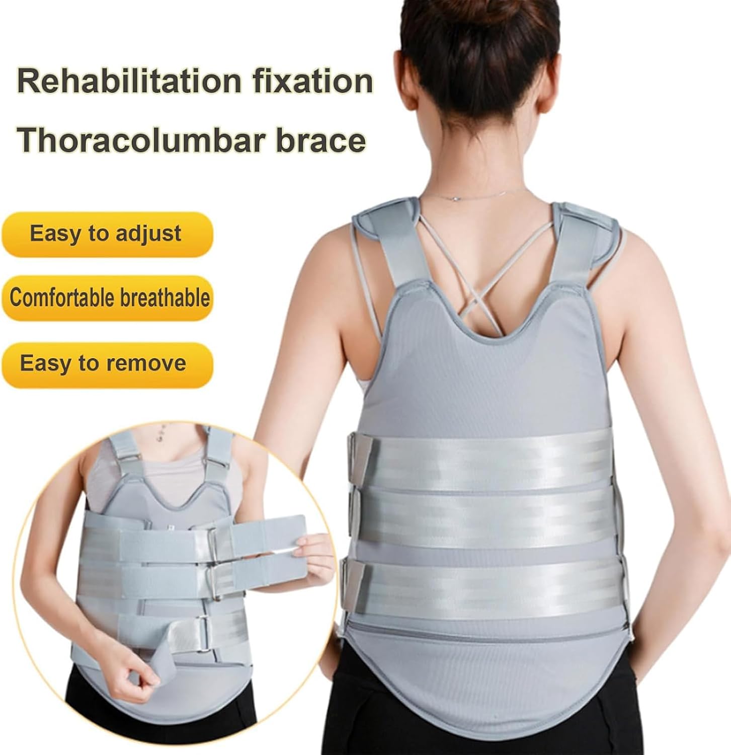 Thoracolumbar Supports Brace, Adjustable Lumbar Spine Orthosis Fixed Support Scoliosis Posture Thoracolumbar Fixed Brace,L