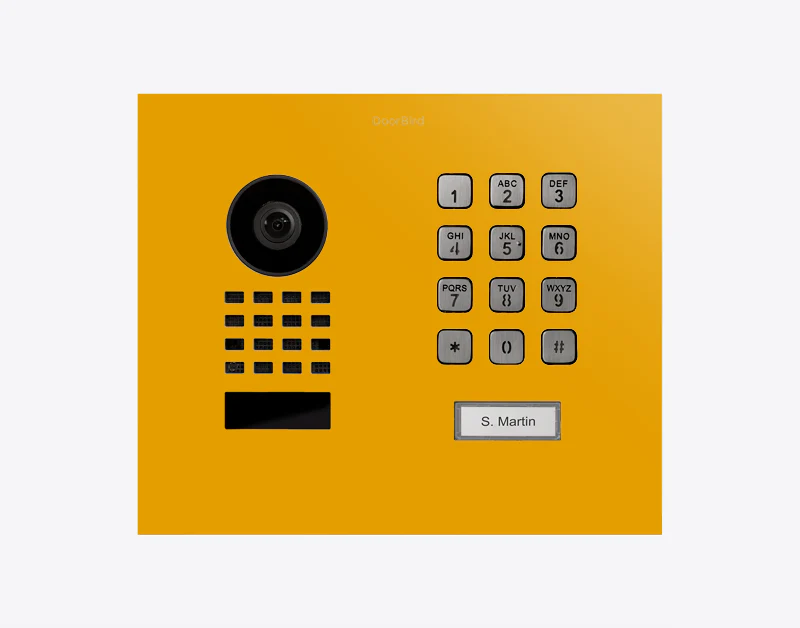 DoorBird D1101KH Modern Flush-Mount IP Video Door Station in Golden Yellow, RAL 1004