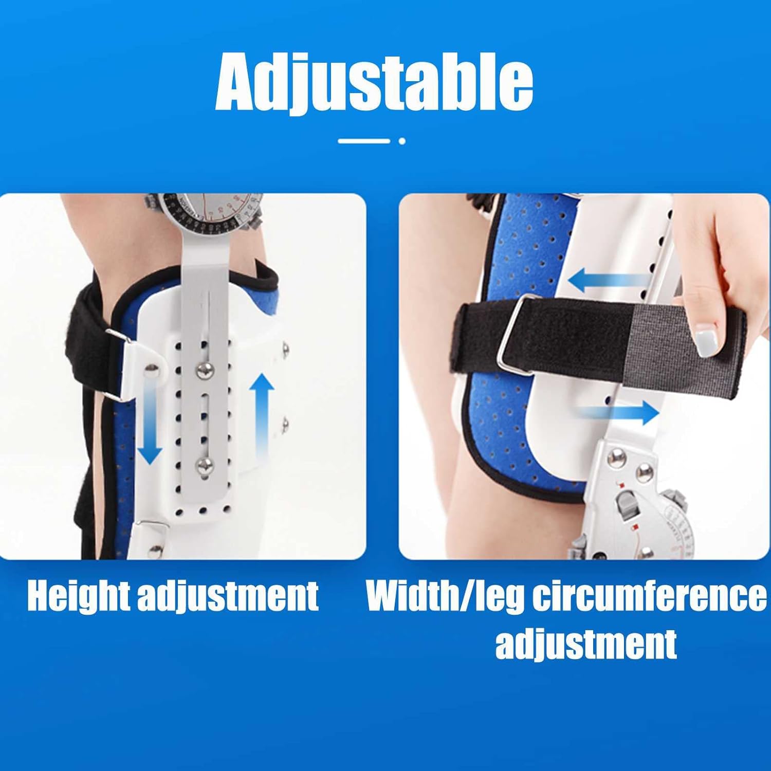 Hinged Knee Brace,Knee Joint Fixation Bracket Adjustable Hip, Knee, Ankle and Foot Orthosis Support Joint Stabilizer (Right-Medium
