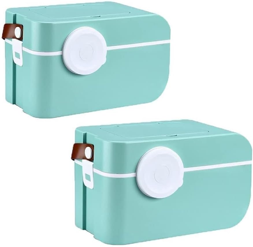 Family First Aid Box Medical Storage Chest, Portable Plastic First Aid Kit Organizer for Home, Travel, Camping, Outdoor & Emergency Use(Green*2)