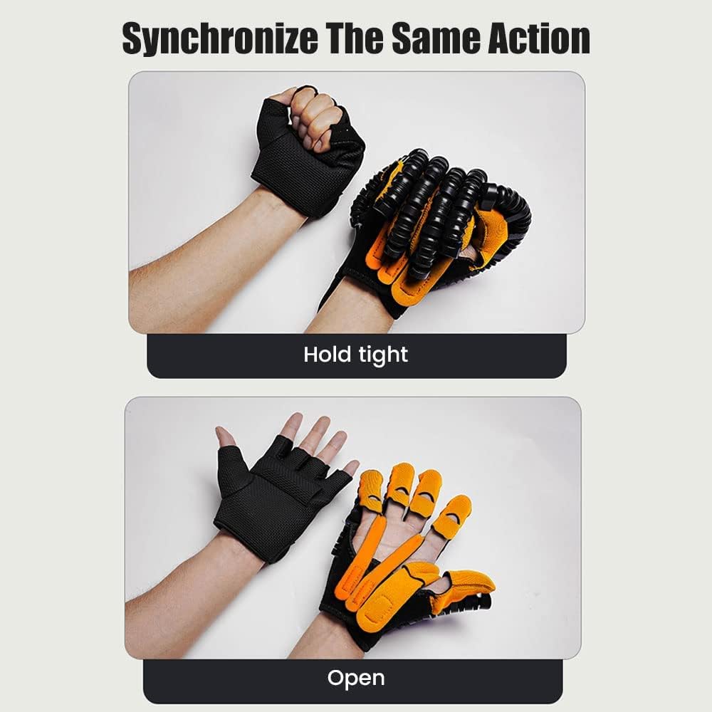 Rehabilitation Robot Gloves Both Hand, Hemiplegia Finger Rehabilitation Trainer, Independent Five-Pipe Design, for Hand Function Recovery(Size:L Code)