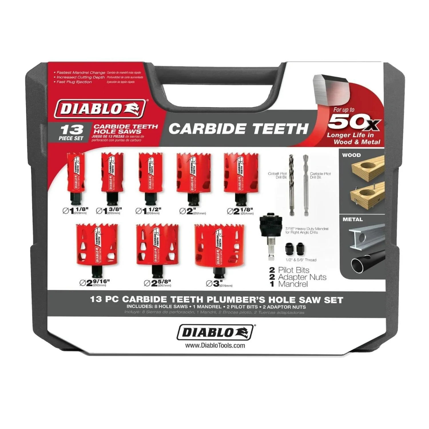 Freud DIABLO Carbide Teeth Hole Saw Set (13-Piece)