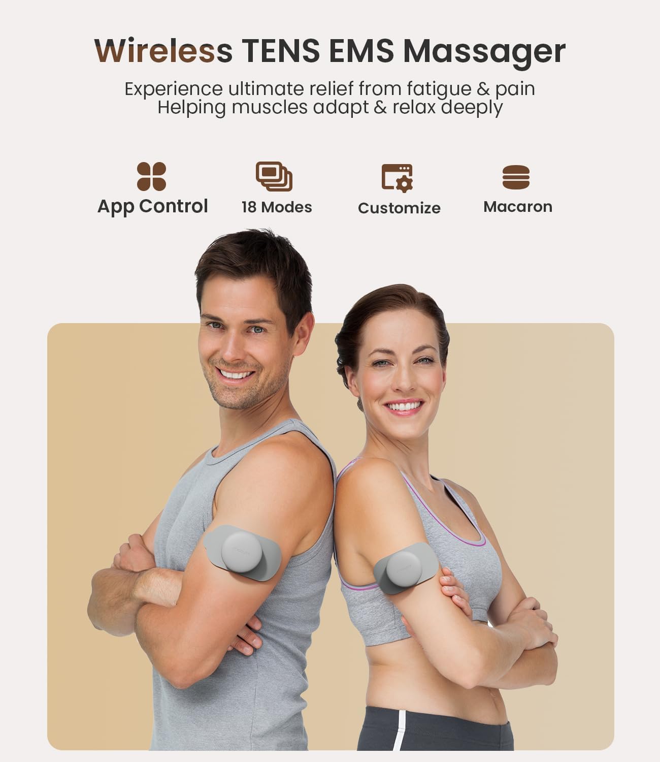 Wireless TENS Unit for Pain Relief, 18 Modes App Control Tens Machine & Deep Tissue Muscle Stimulator for Pain, Soreness & Muscle Relief – Ideal for Back, Neck, Shoulders, Arms & Legs