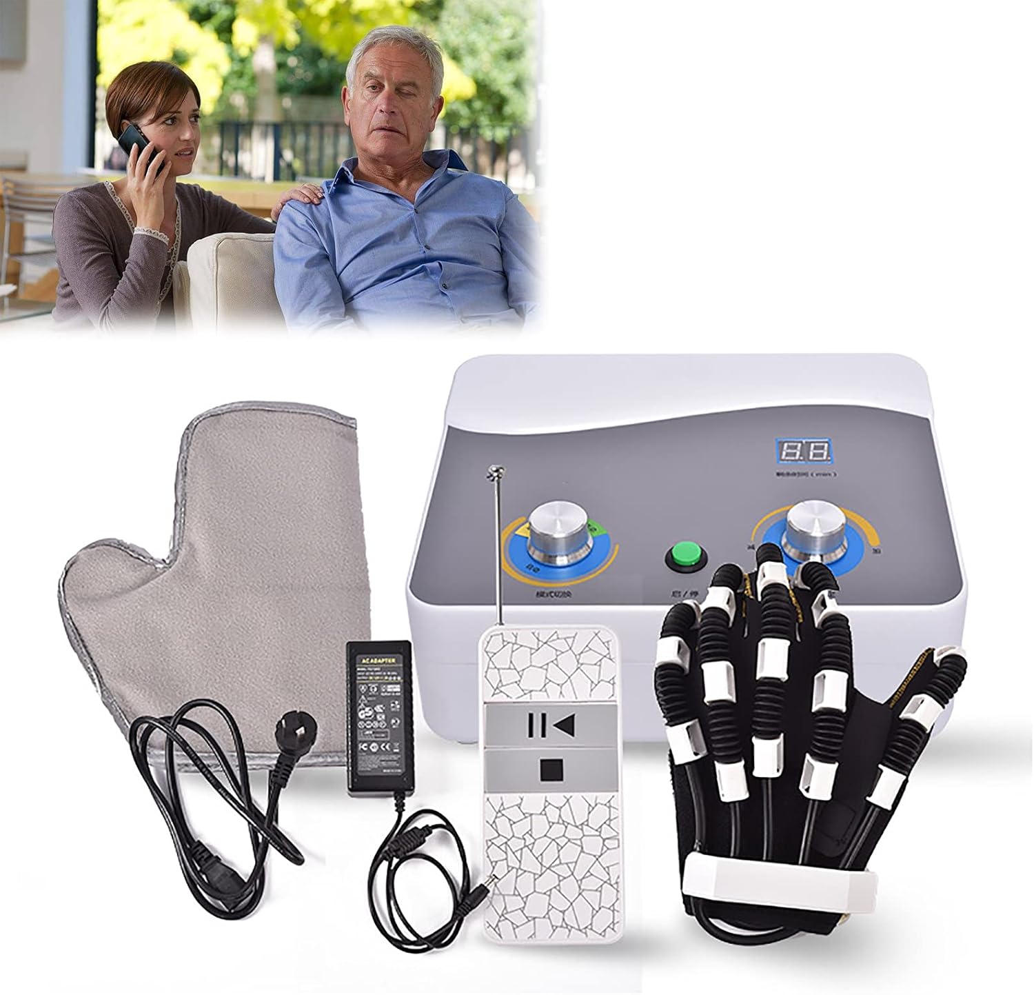 Rehabilitation Robot Gloves, Soft Resting Hand Splint for Flexion Contracture Finger Training Increase Muscle Tone Hemiplegia,Left,L