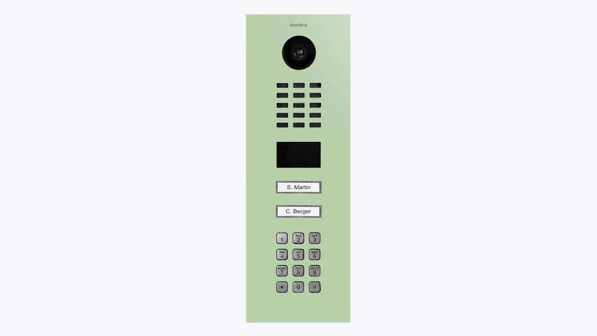 DoorBird D2102KV IP Video Door Station, 2 Call Button in Pastel Green, RAL 6019
