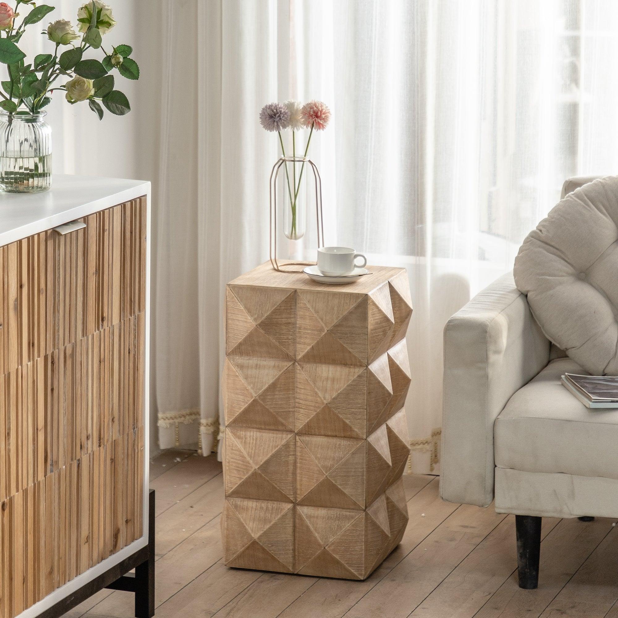 Parrot Uncle 24-Inch Three-Dimensional Embossed Pattern Design Retro Coffee Table MDF Retro Furniture