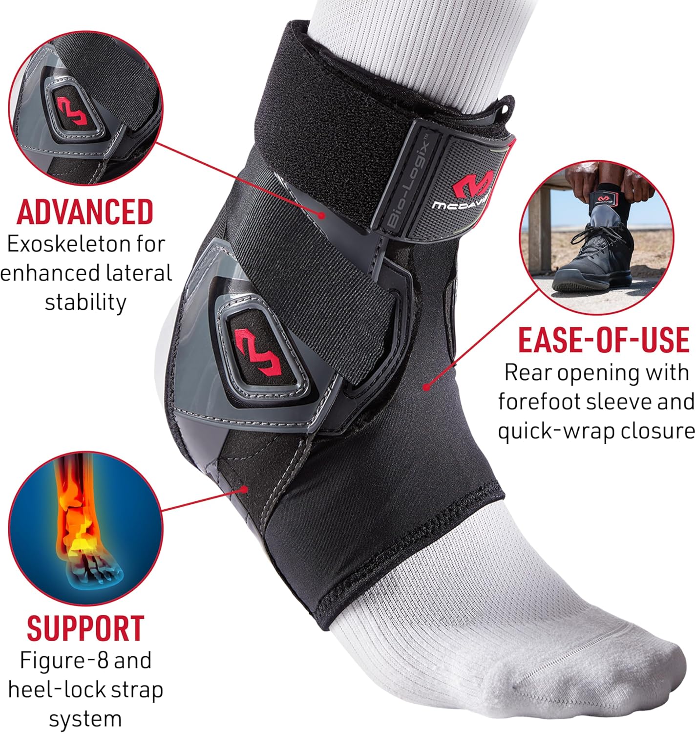 McDavid Ankle Brace Sprain Prevention/ Recovery. Bio-Logix Therapy Support, Competition Grade. Perfect for Basketball, Volleyball, Football, Soccer and More
