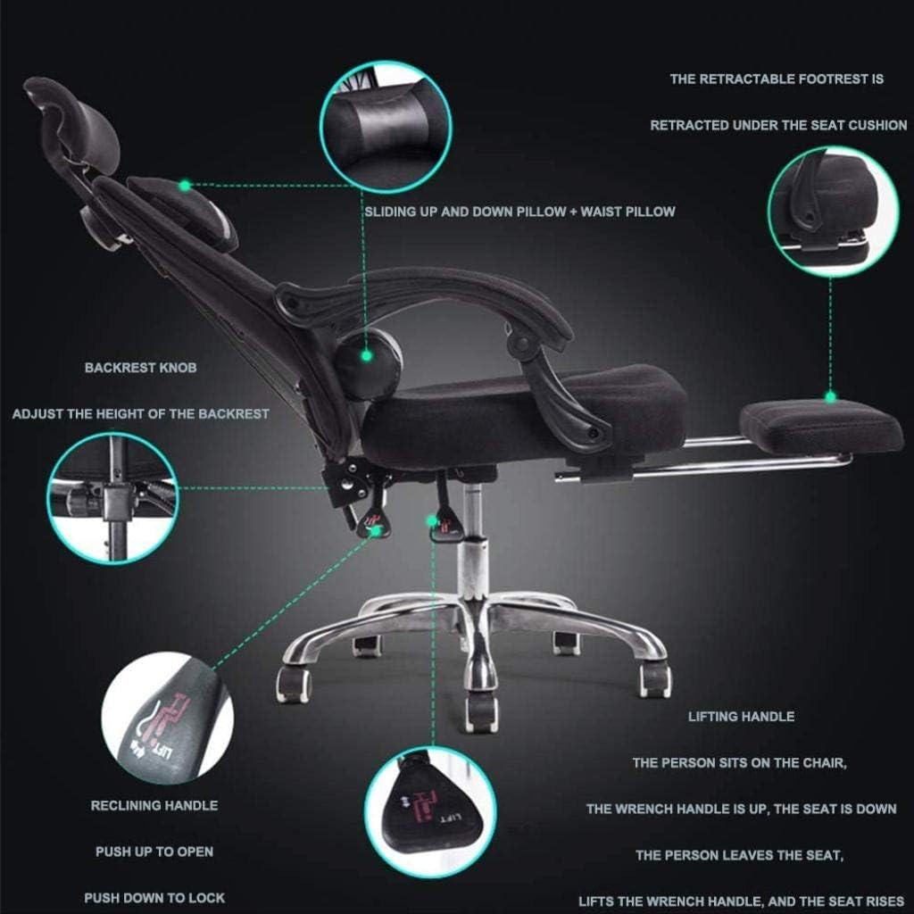 Office Chair Gaming Chair, Office Chair with Arms, Reclining Leather Computer Chair Swivel Office Chair with Footrest, Adjustable Headrest and Lumbar Support,Gray-Medium